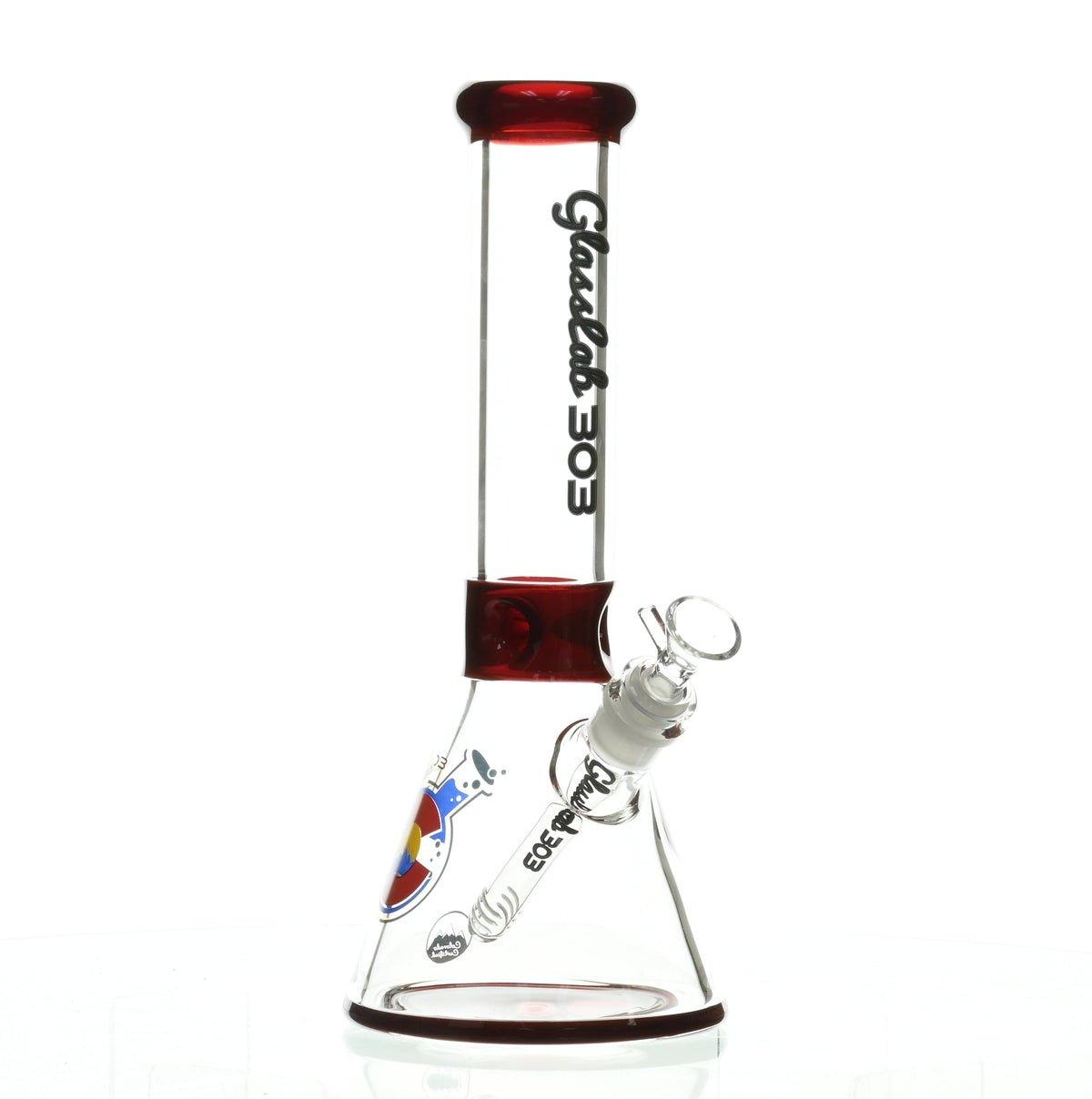 GLASSLAB 303 7MM BEAKER RED ACCENT - Smoke Spot Smoke Shop