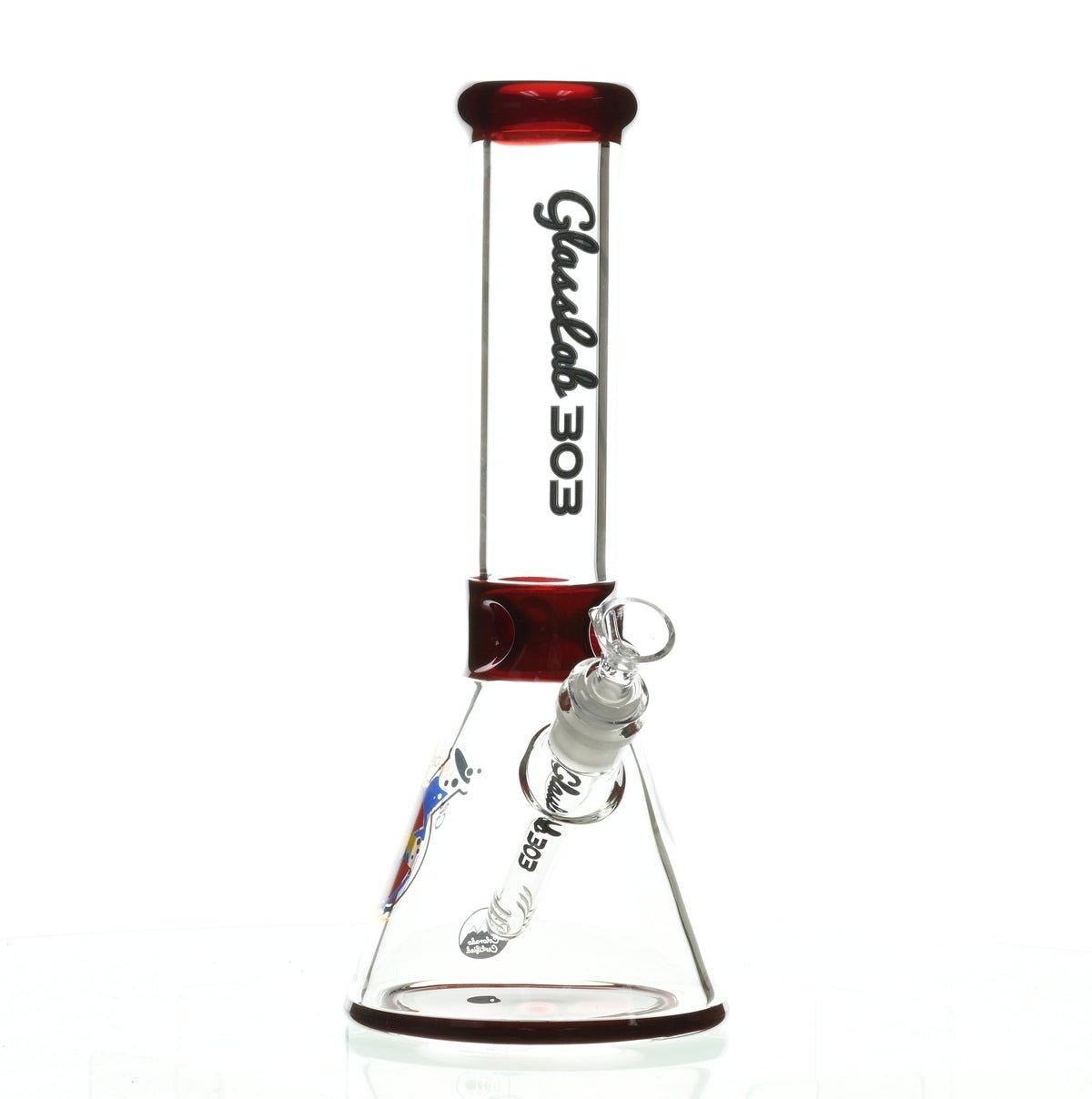 GLASSLAB 303 7MM BEAKER RED ACCENT - Smoke Spot Smoke Shop
