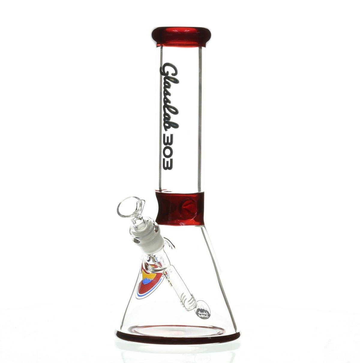 GLASSLAB 303 7MM BEAKER RED ACCENT - Smoke Spot Smoke Shop