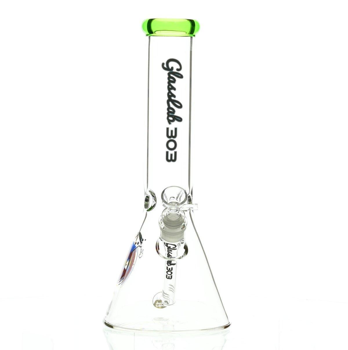 GLASSLAB 303 BEAKER CLEAR GREEN ACCENT - Smoke Spot Smoke Shop