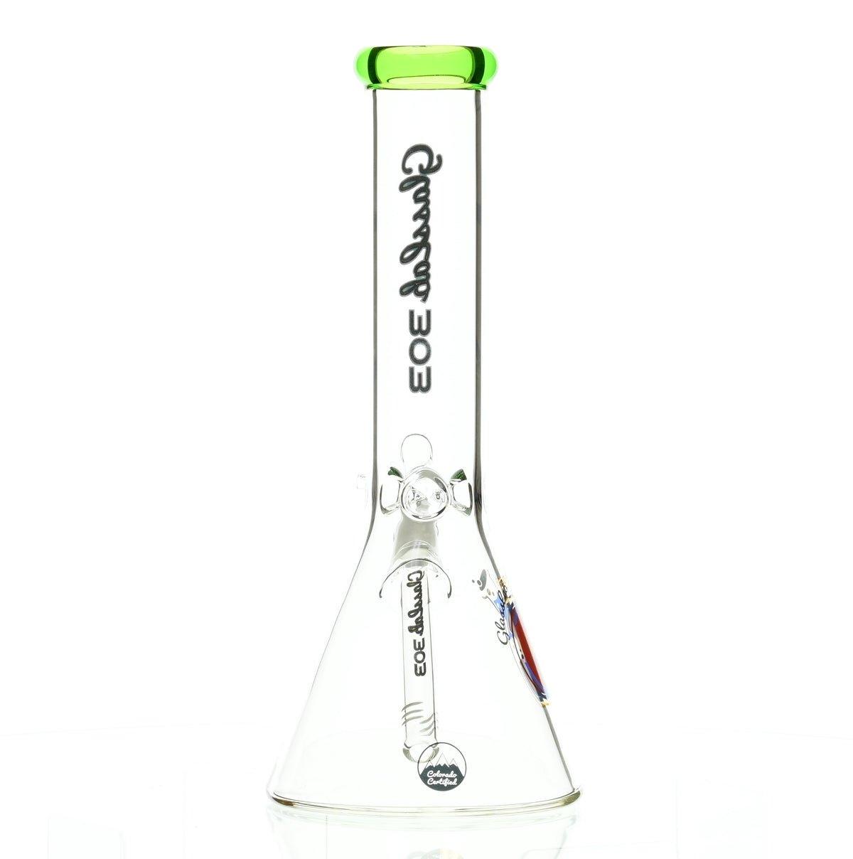 GLASSLAB 303 BEAKER CLEAR GREEN ACCENT - Smoke Spot Smoke Shop