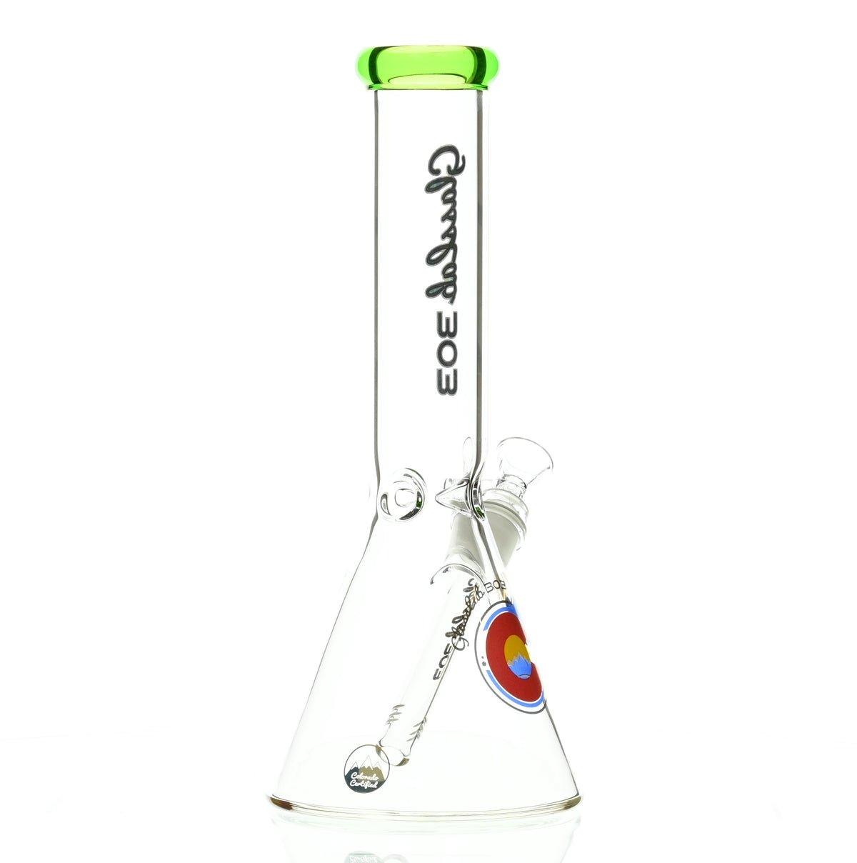 GLASSLAB 303 BEAKER CLEAR GREEN ACCENT - Smoke Spot Smoke Shop