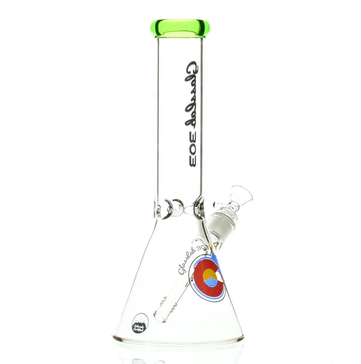 GLASSLAB 303 BEAKER CLEAR GREEN ACCENT - Smoke Spot Smoke Shop