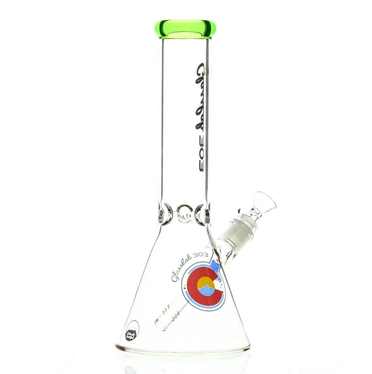 GLASSLAB 303 BEAKER CLEAR GREEN ACCENT - Smoke Spot Smoke Shop