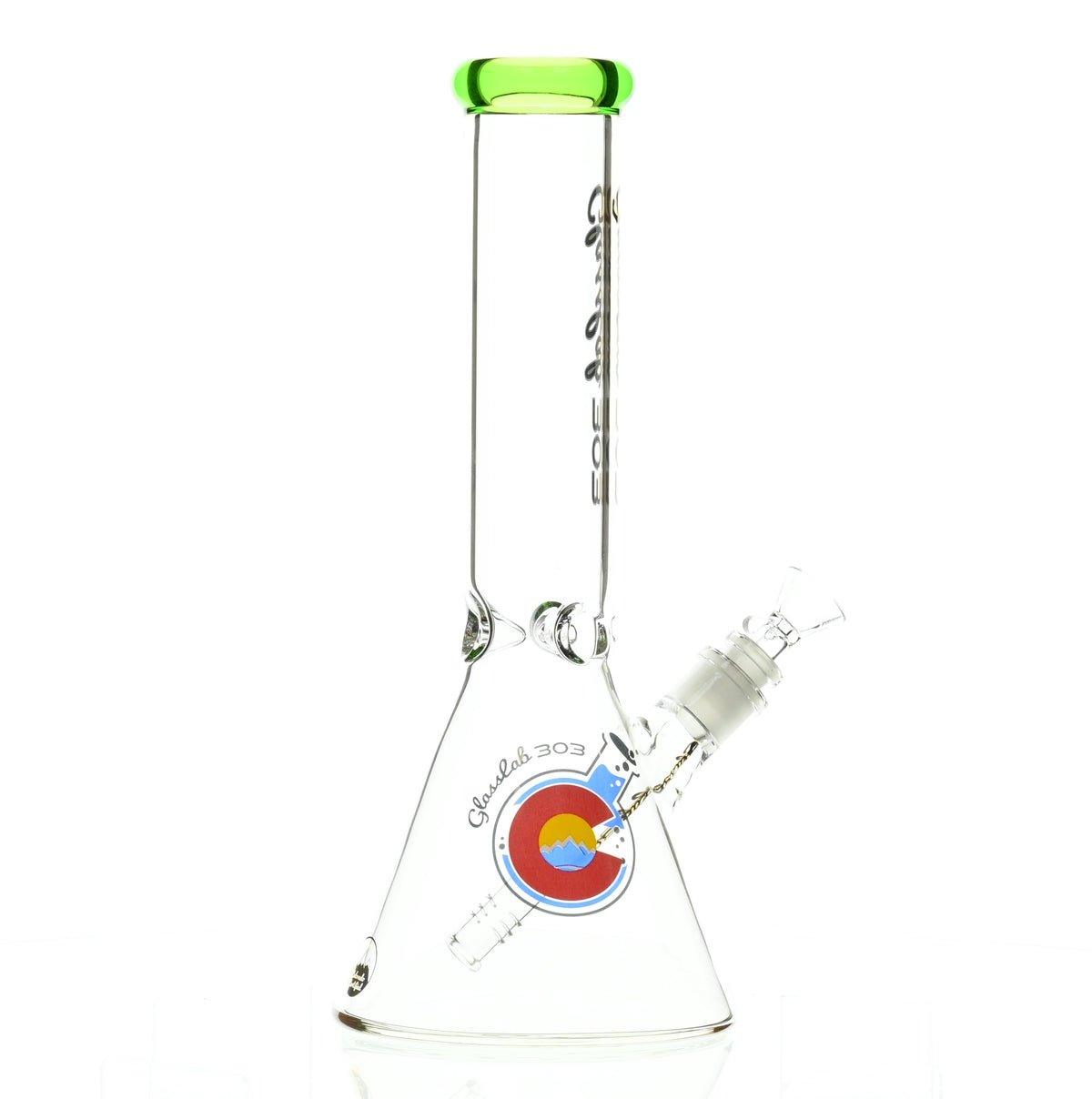 GLASSLAB 303 BEAKER CLEAR GREEN ACCENT - Smoke Spot Smoke Shop