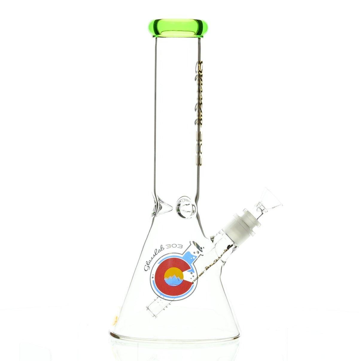 GLASSLAB 303 BEAKER CLEAR GREEN ACCENT - Smoke Spot Smoke Shop
