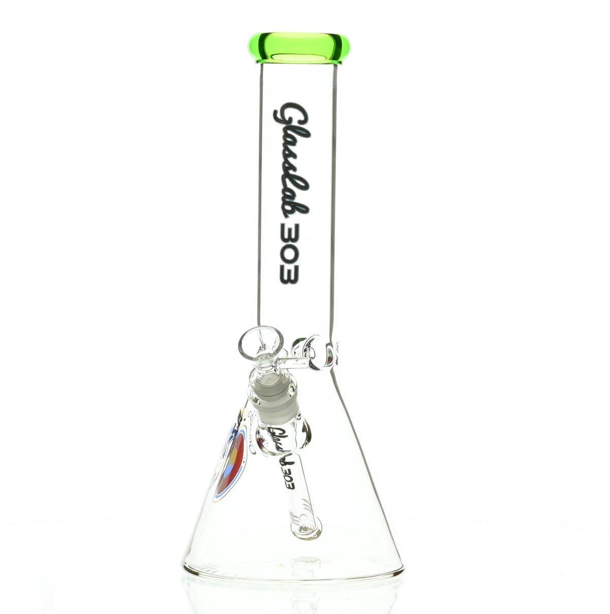 GLASSLAB 303 BEAKER CLEAR GREEN ACCENT - Smoke Spot Smoke Shop