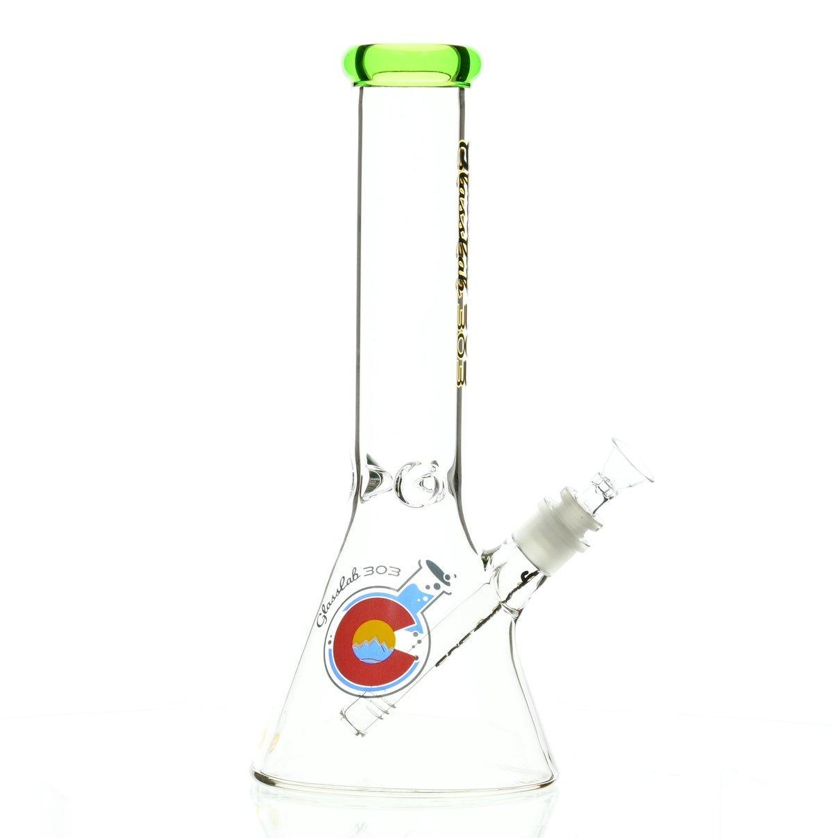 GLASSLAB 303 BEAKER CLEAR GREEN ACCENT - Smoke Spot Smoke Shop