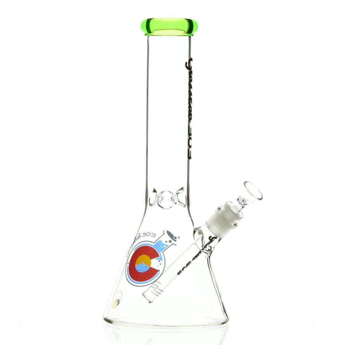 GLASSLAB 303 BEAKER CLEAR GREEN ACCENT - Smoke Spot Smoke Shop