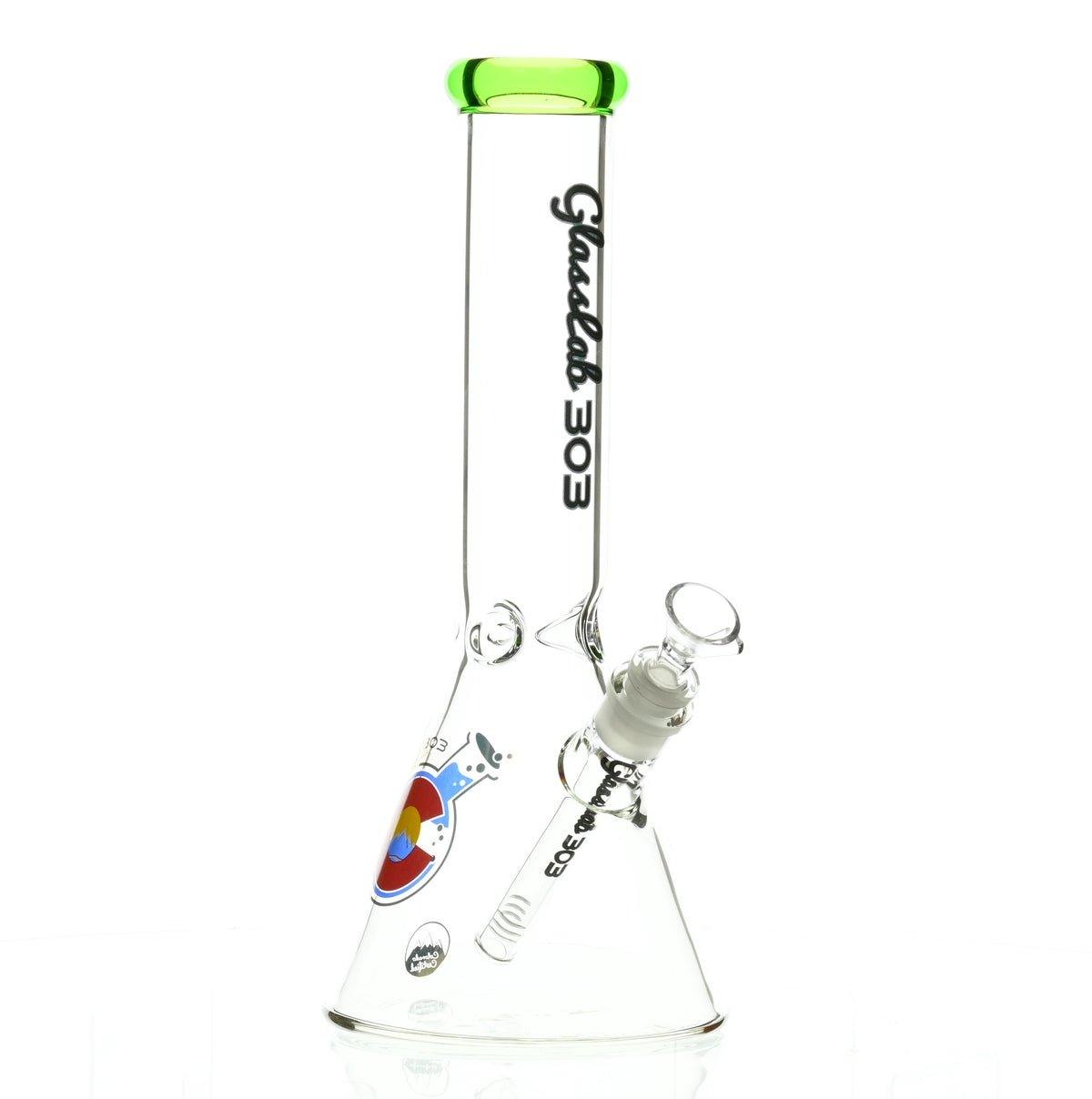 GLASSLAB 303 BEAKER CLEAR GREEN ACCENT - Smoke Spot Smoke Shop