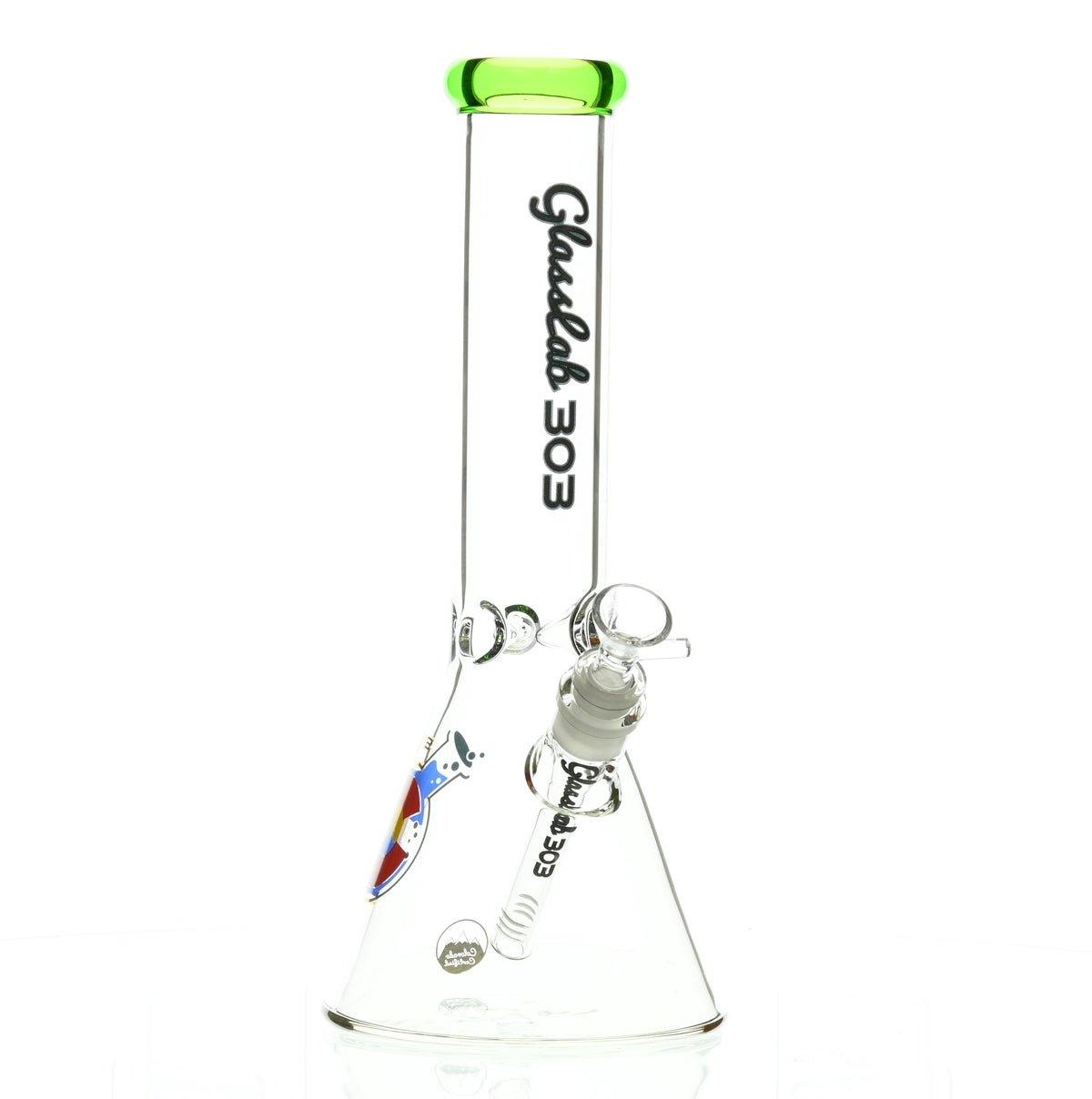 GLASSLAB 303 BEAKER CLEAR GREEN ACCENT - Smoke Spot Smoke Shop