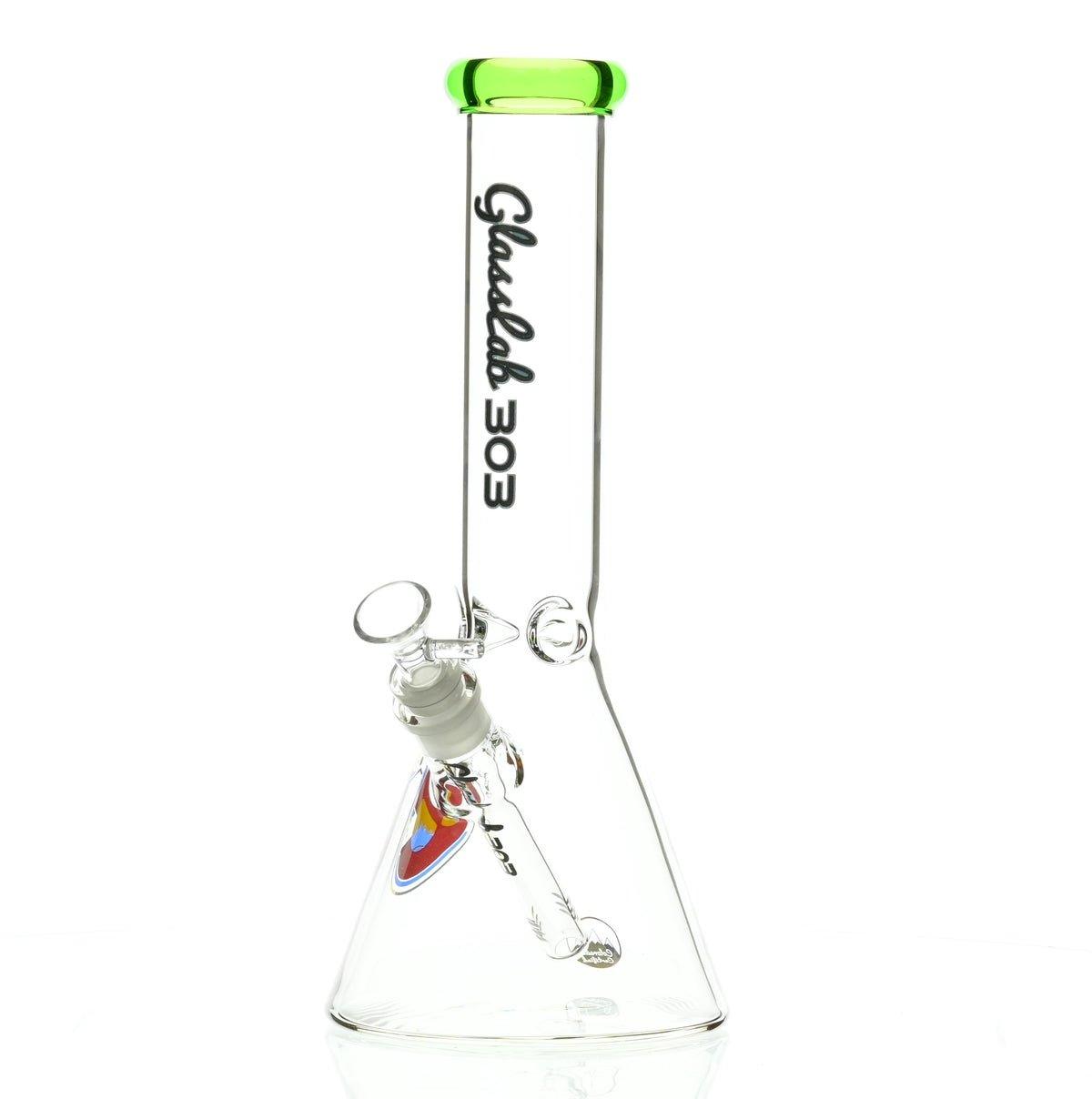 GLASSLAB 303 BEAKER CLEAR GREEN ACCENT - Smoke Spot Smoke Shop