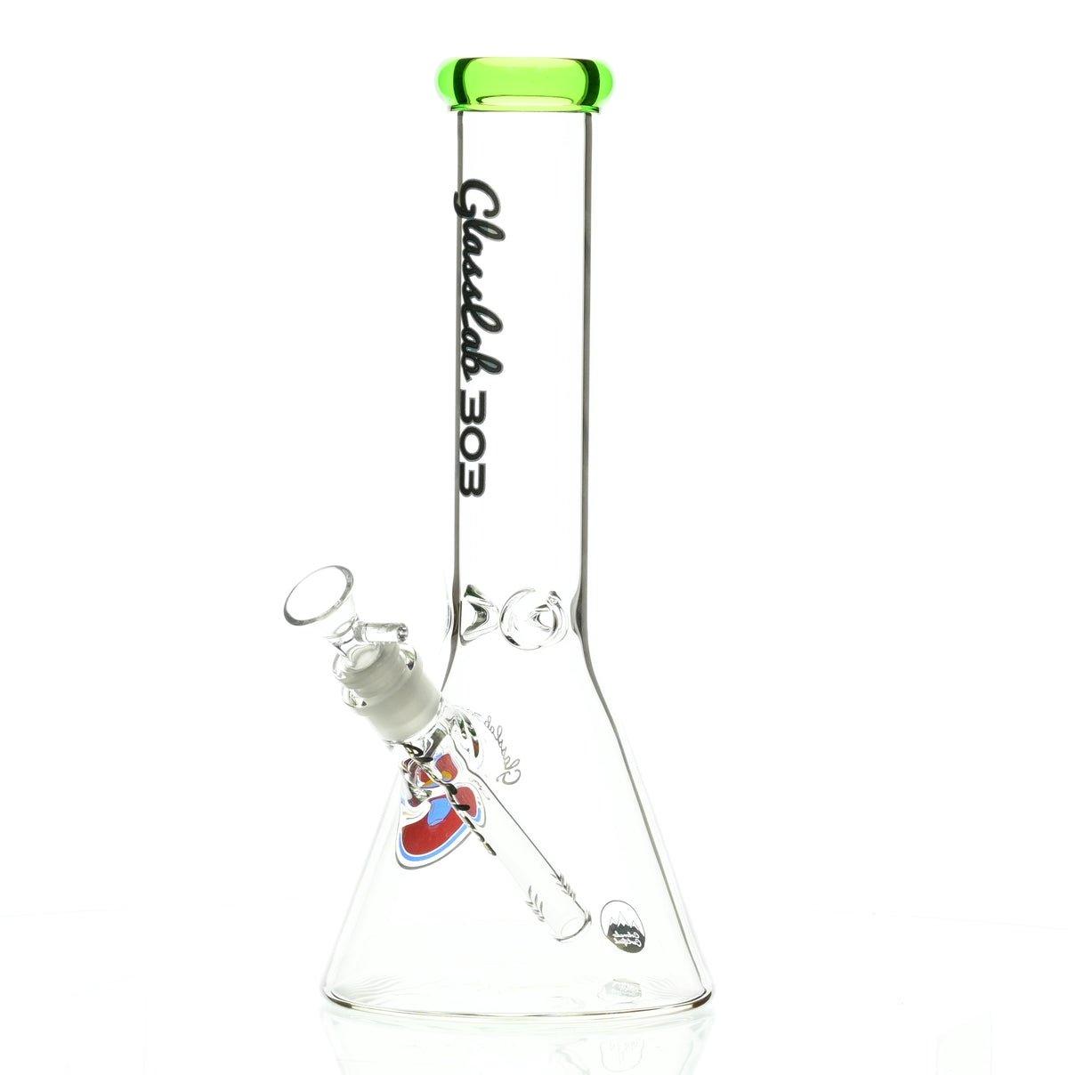 GLASSLAB 303 BEAKER CLEAR GREEN ACCENT - Smoke Spot Smoke Shop