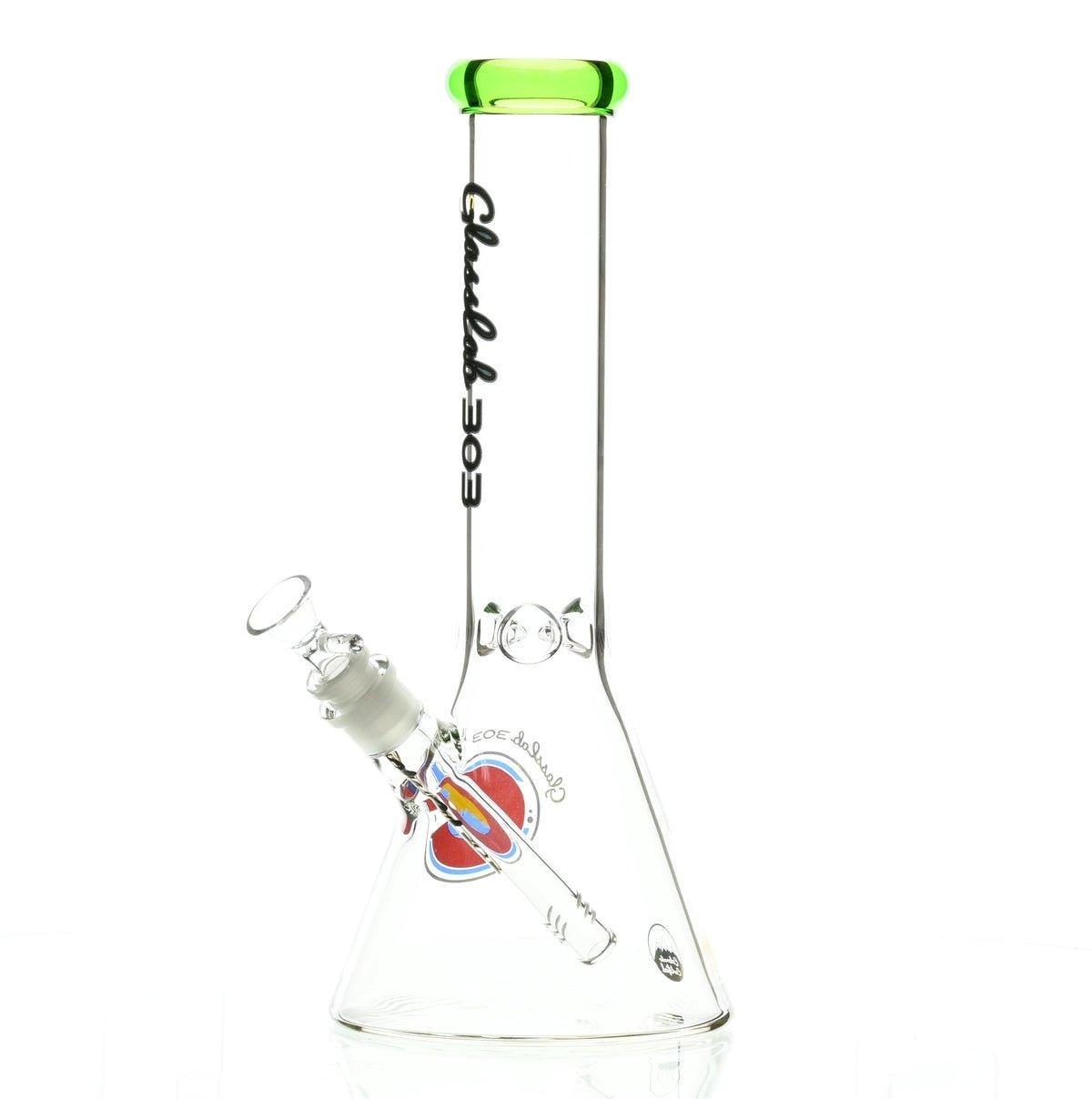 GLASSLAB 303 BEAKER CLEAR GREEN ACCENT - Smoke Spot Smoke Shop