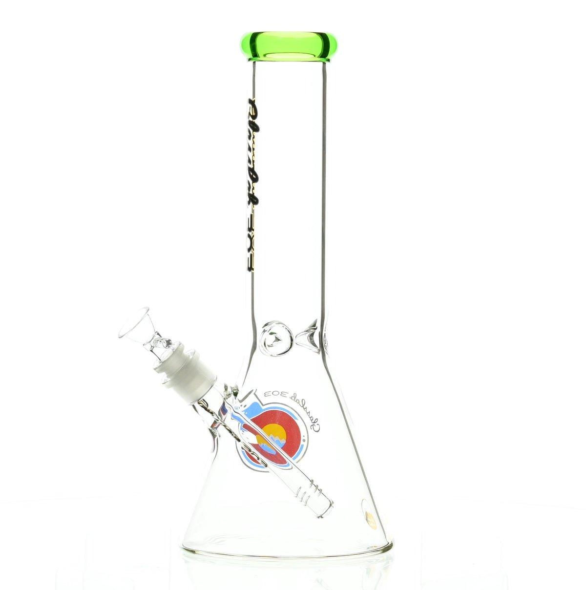 GLASSLAB 303 BEAKER CLEAR GREEN ACCENT - Smoke Spot Smoke Shop