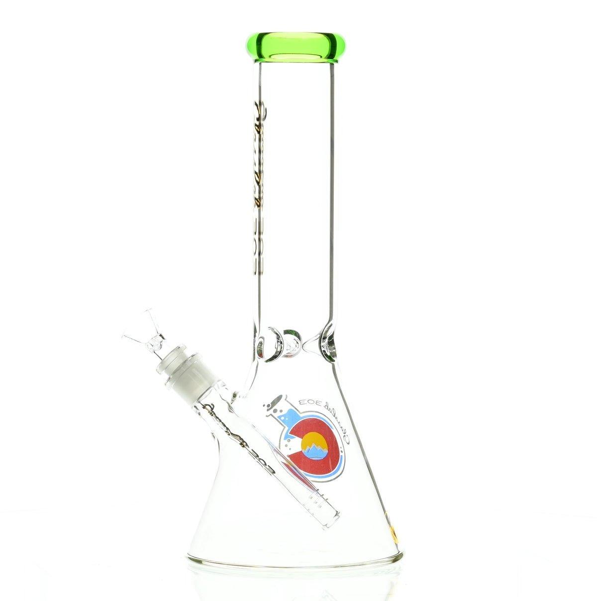 GLASSLAB 303 BEAKER CLEAR GREEN ACCENT - Smoke Spot Smoke Shop