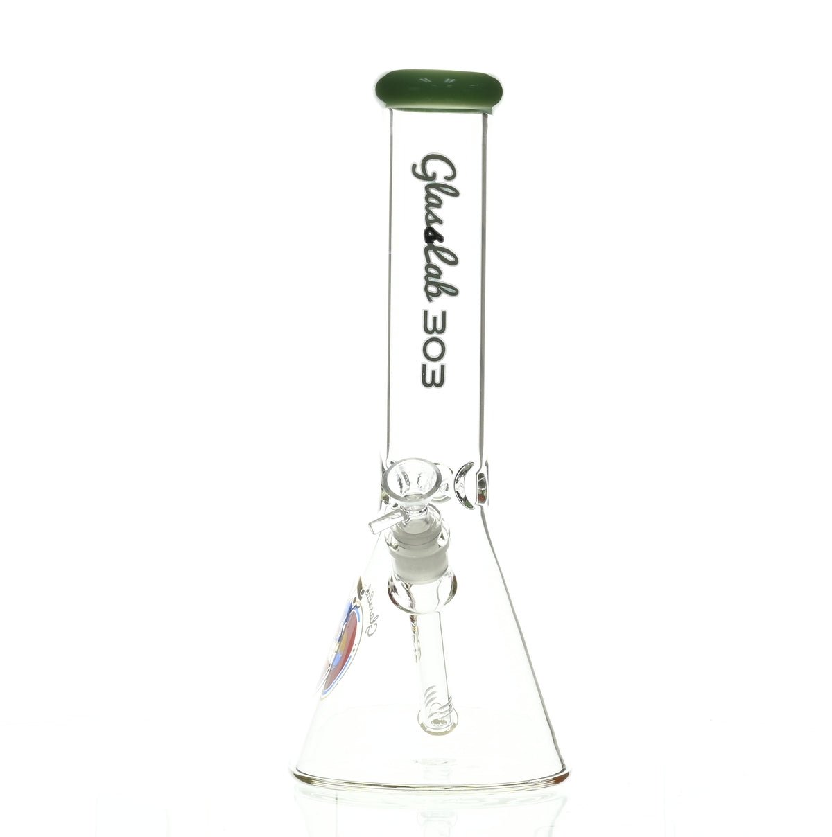 GLASSLAB 303 Beaker Waterpipe with Light Green Accent - Premium Scientific Glass - Smoke Spot