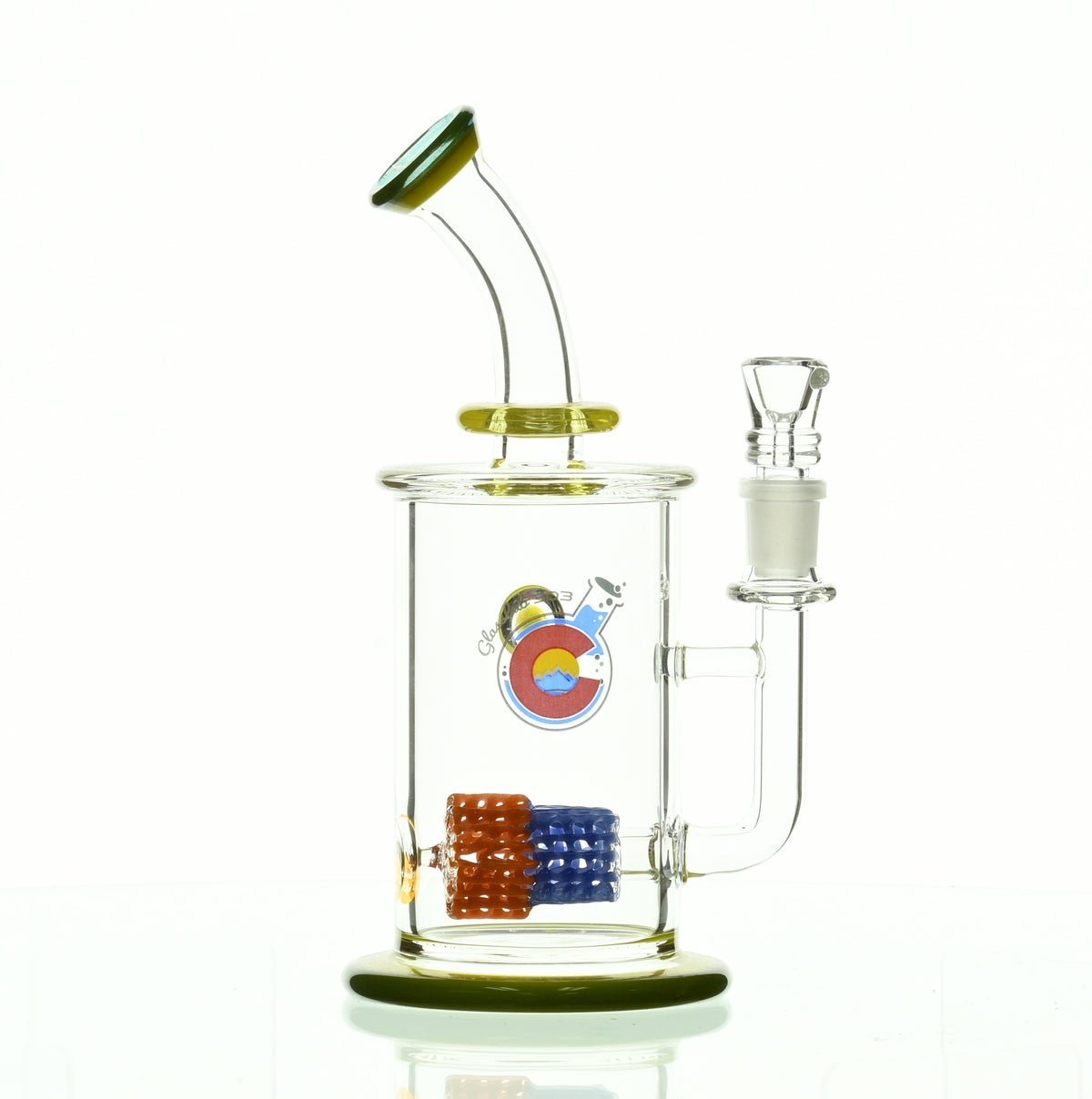 GLASSLAB 303 CAM 04 Inline Matrix Clear Green/Canary Premium Glass Rig