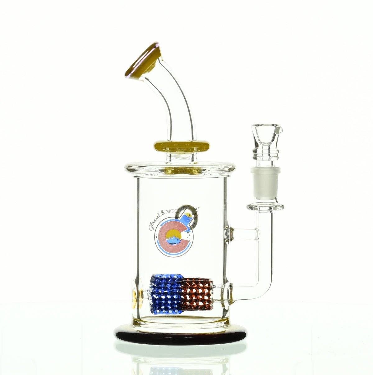GLASSLAB 303 CAM 04 Inline Matrix Purple/Clear Yellow Waterpipe Rig - Smoke Spot