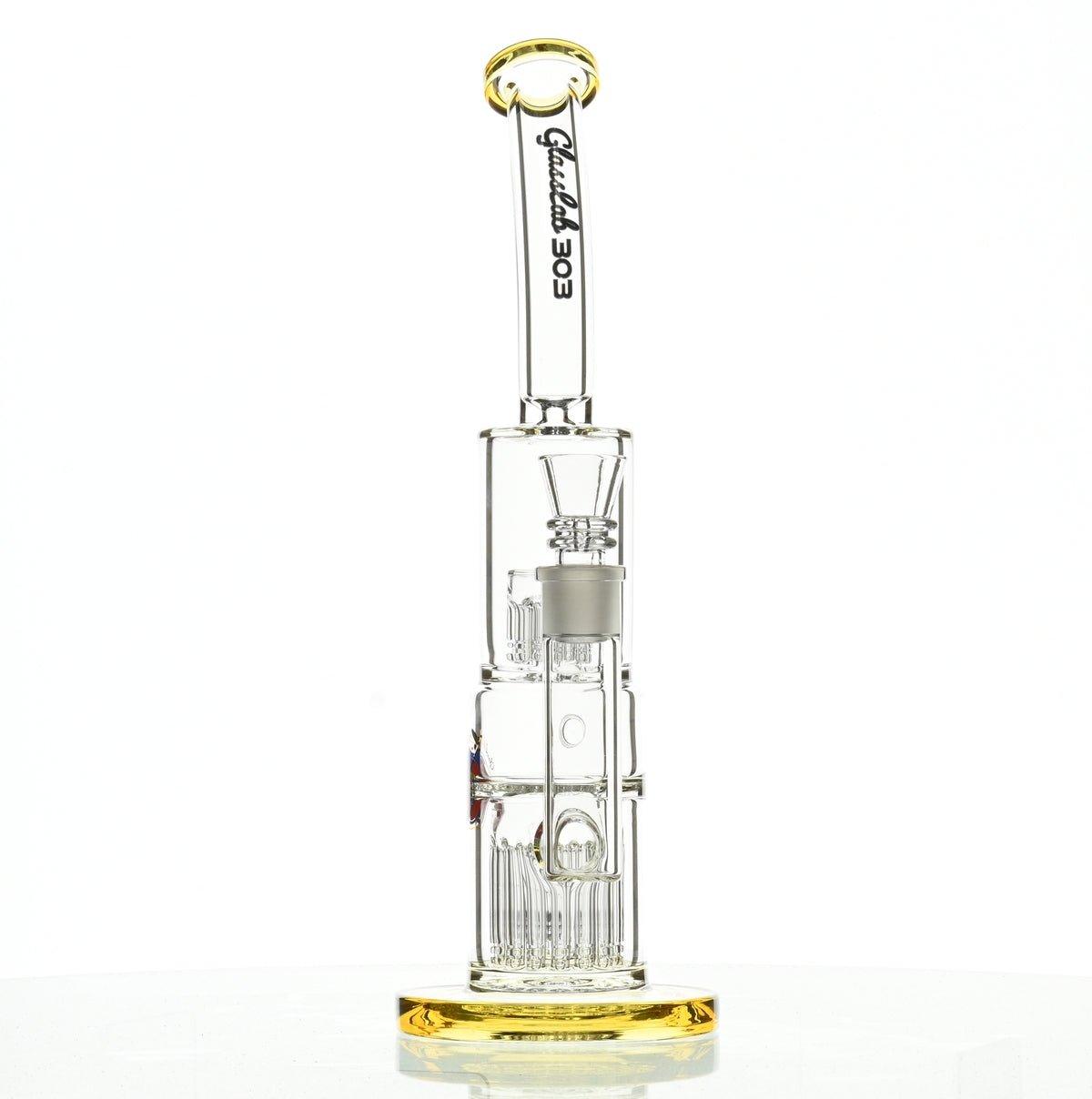 GLASSLAB 303 Gold Accents 18mm Glass Lab Waterpipe Rig - Smoke Spot