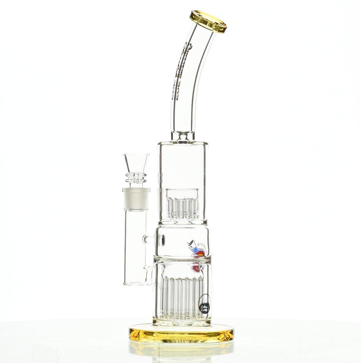 Top view of GLASSLAB 303 Gold Accents 18mm glass rig