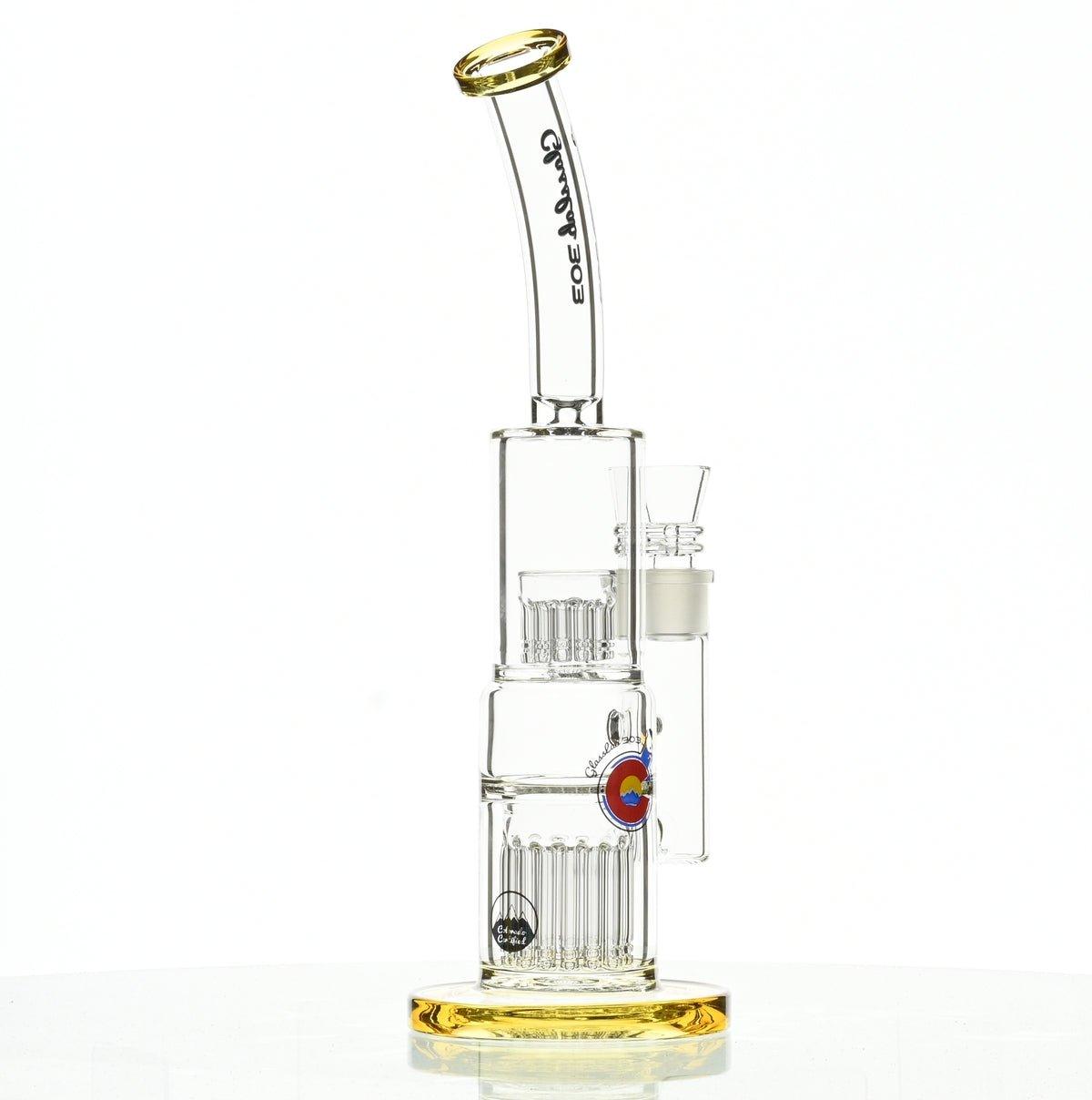 Elegant gold accents detail on GLASSLAB 303 Glass Lab 303 rig