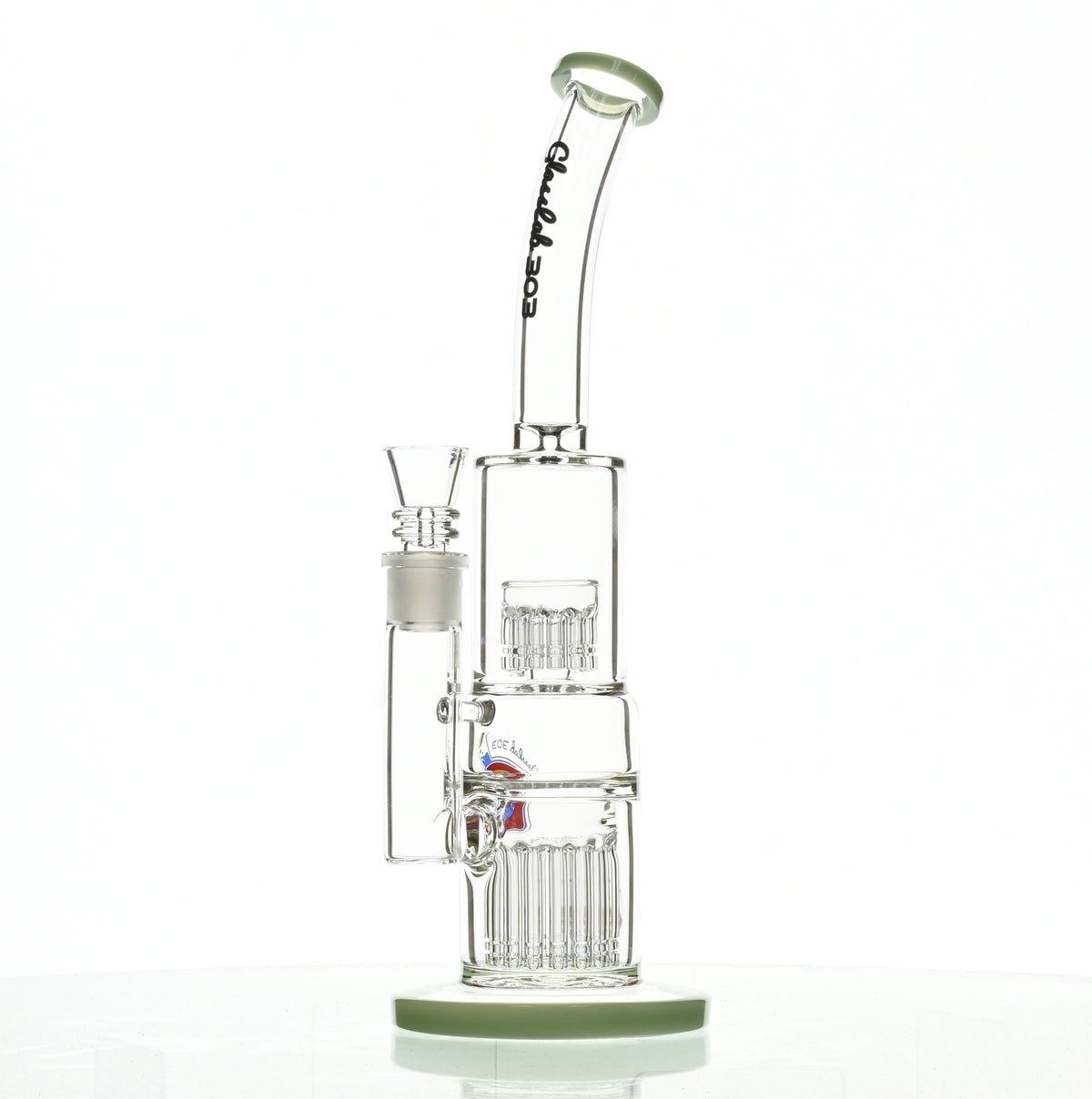 Side view of GLASSLAB 303 GLBCTR light green accents glass rig