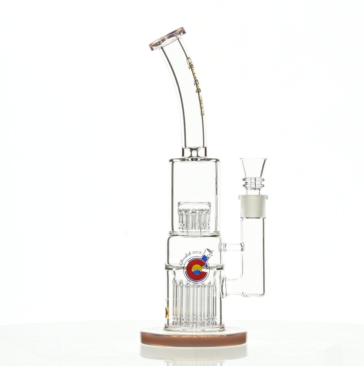 GLASSLAB 303 Pink Accents Waterpipe Rig Full View - Smoke Spot