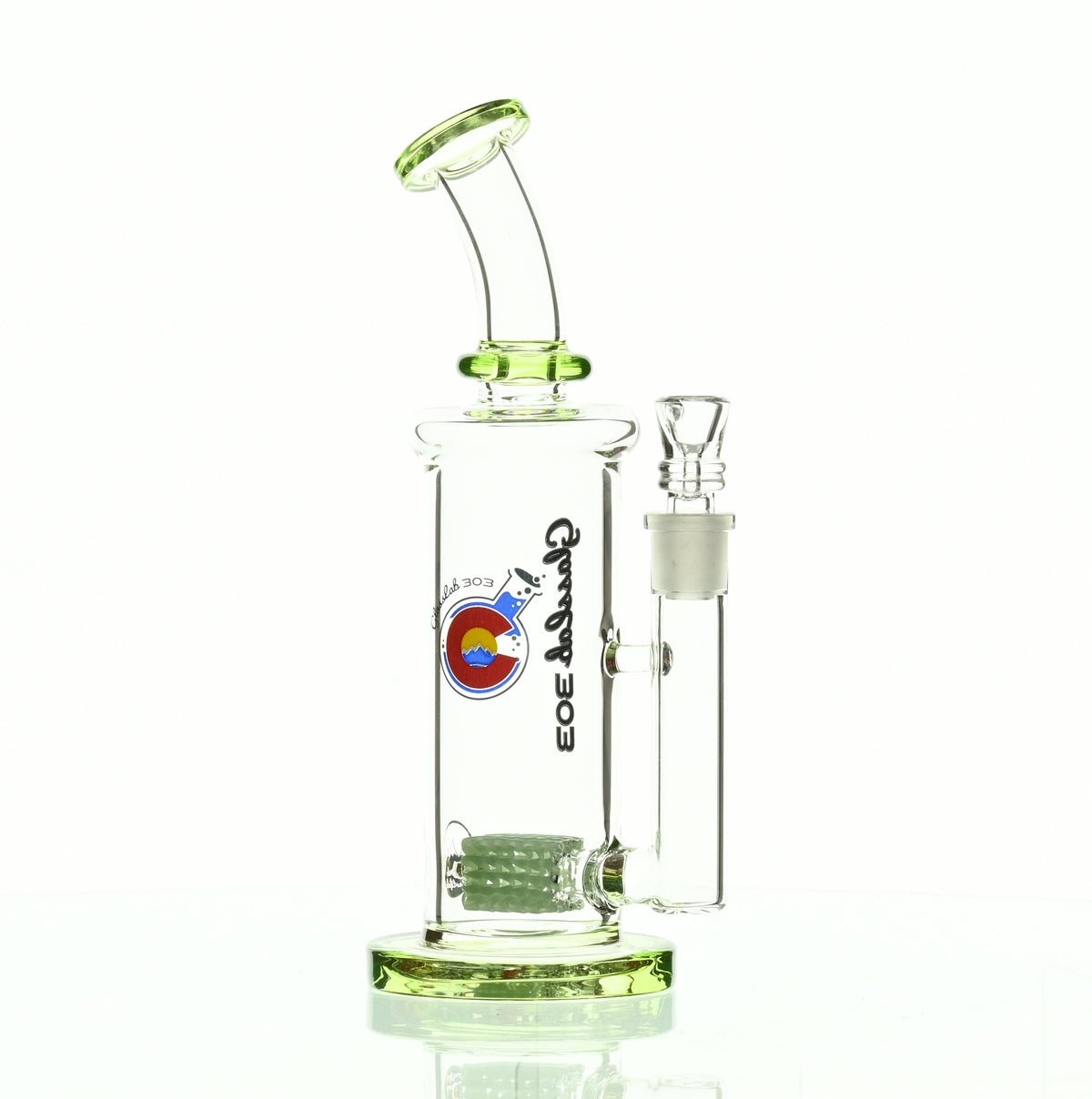 GLASSLAB 303 INLINE MATRIX CLEAR GREEN ACCENTS - Smoke Spot Smoke Shop