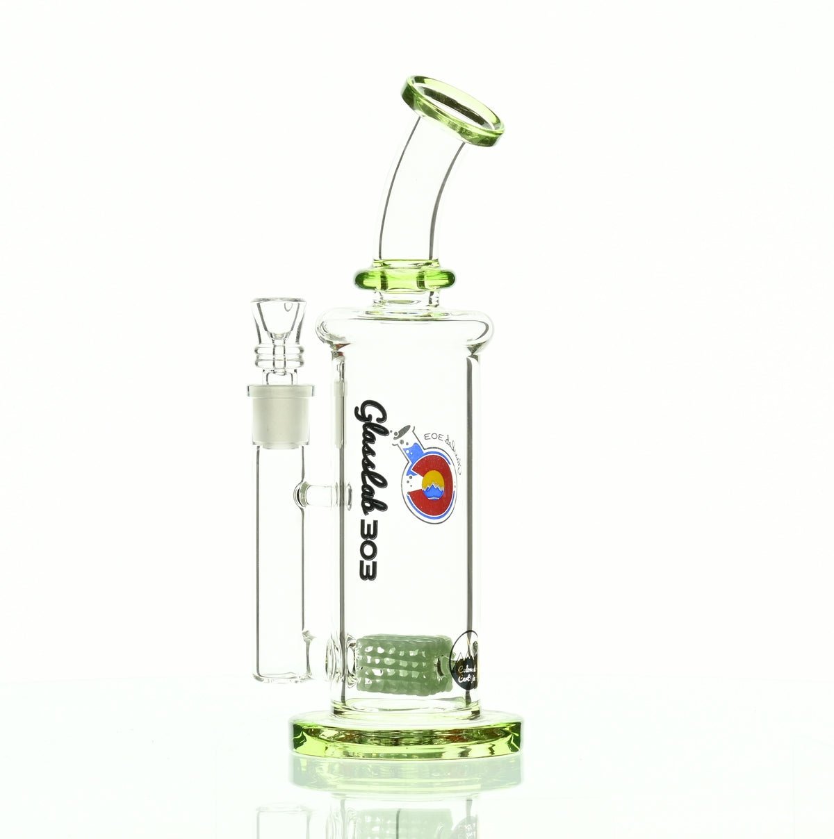 GLASSLAB 303 INLINE MATRIX CLEAR GREEN ACCENTS - Smoke Spot Smoke Shop