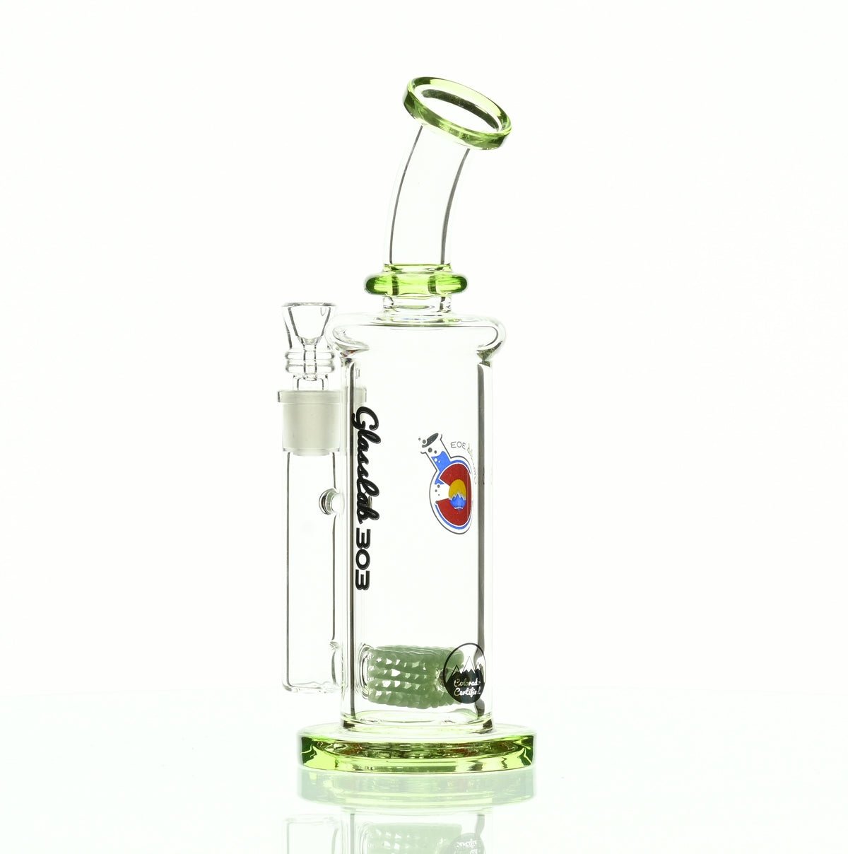 GLASSLAB 303 INLINE MATRIX CLEAR GREEN ACCENTS - Smoke Spot Smoke Shop
