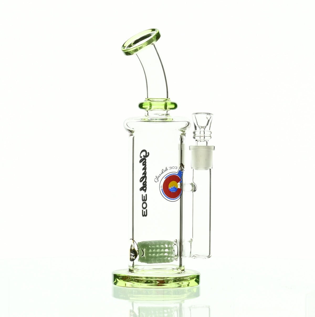 GLASSLAB 303 INLINE MATRIX CLEAR GREEN ACCENTS - Smoke Spot Smoke Shop