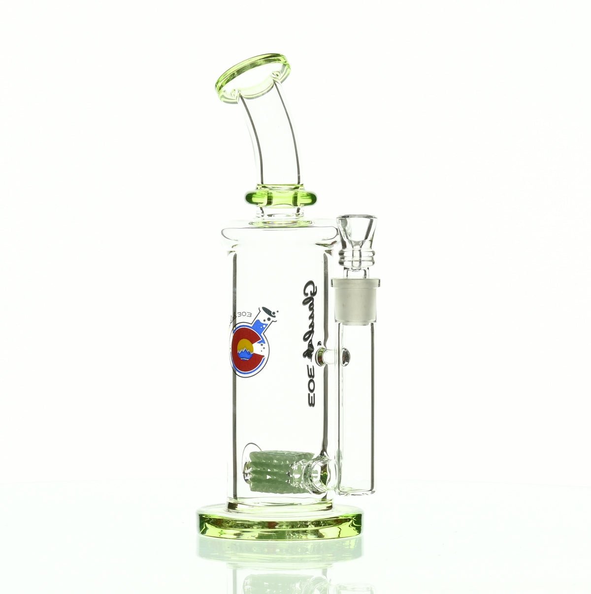 GLASSLAB 303 INLINE MATRIX CLEAR GREEN ACCENTS - Smoke Spot Smoke Shop