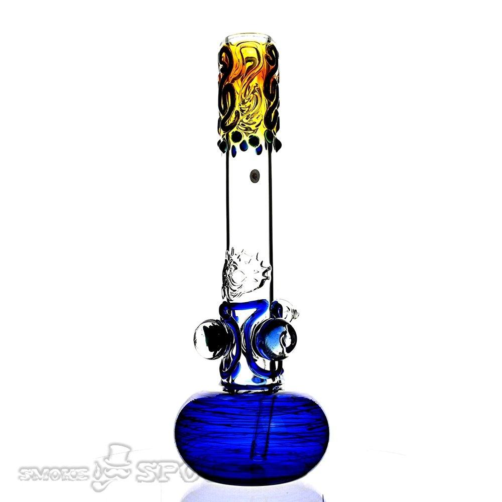 Glowfish Glass Blue round bottom 14 inch - Smoke Spot Smoke Shop