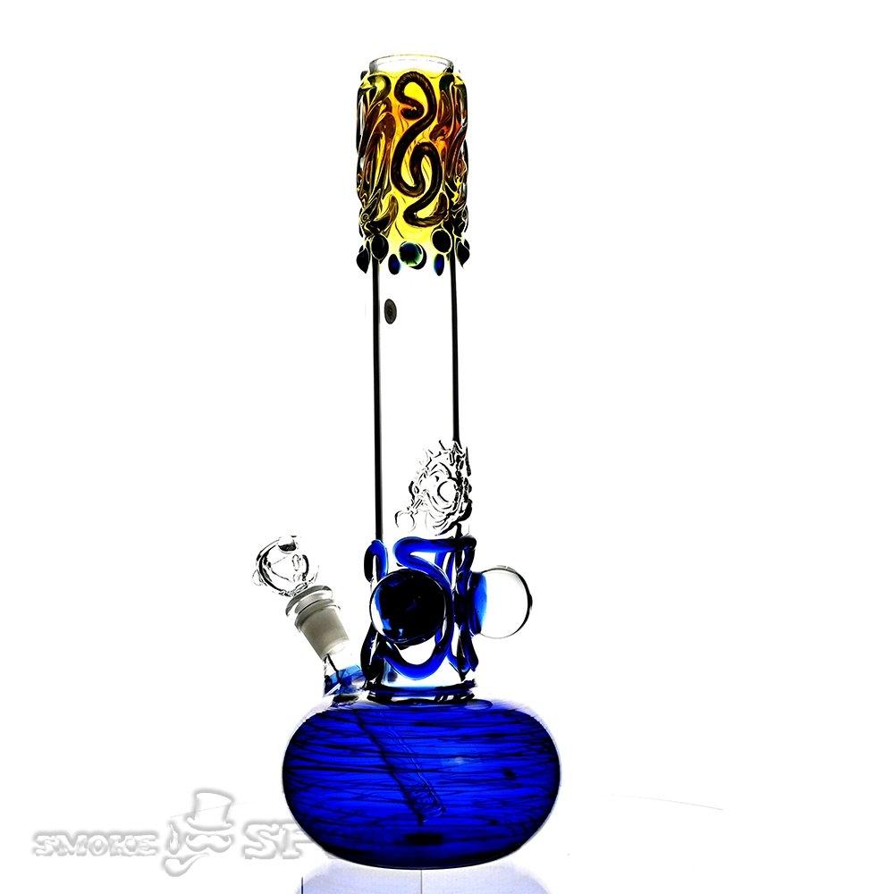 Glowfish Glass Blue round bottom 14 inch - Smoke Spot Smoke Shop