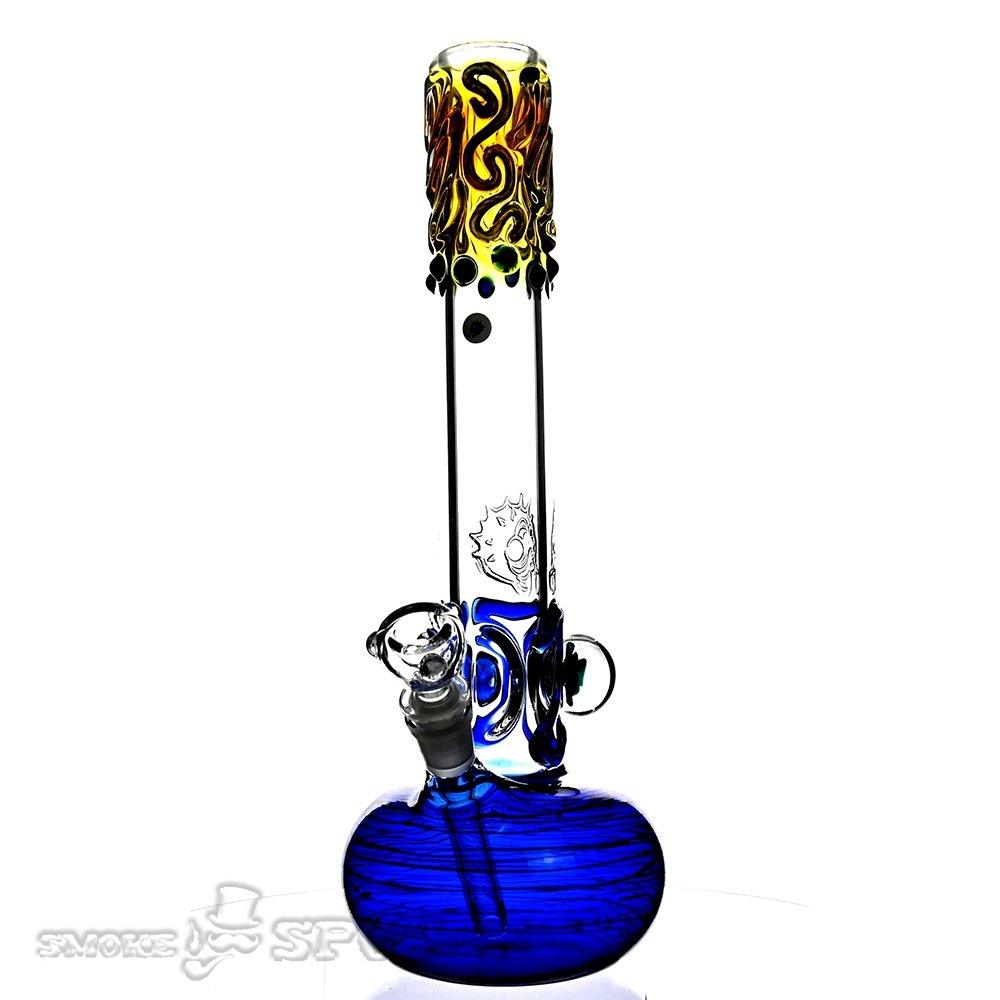 Glowfish Glass Blue round bottom 14 inch - Smoke Spot Smoke Shop