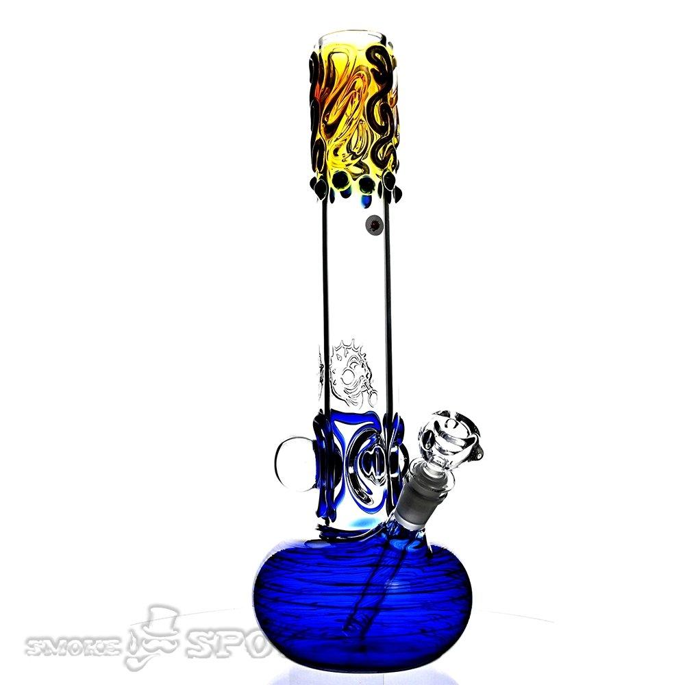 Glowfish Glass Blue round bottom 14 inch - Smoke Spot Smoke Shop
