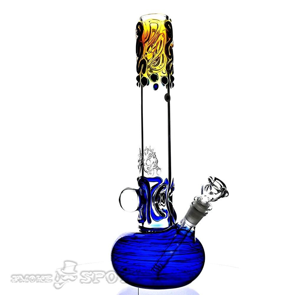 Glowfish Glass Blue round bottom 14 inch - Smoke Spot Smoke Shop