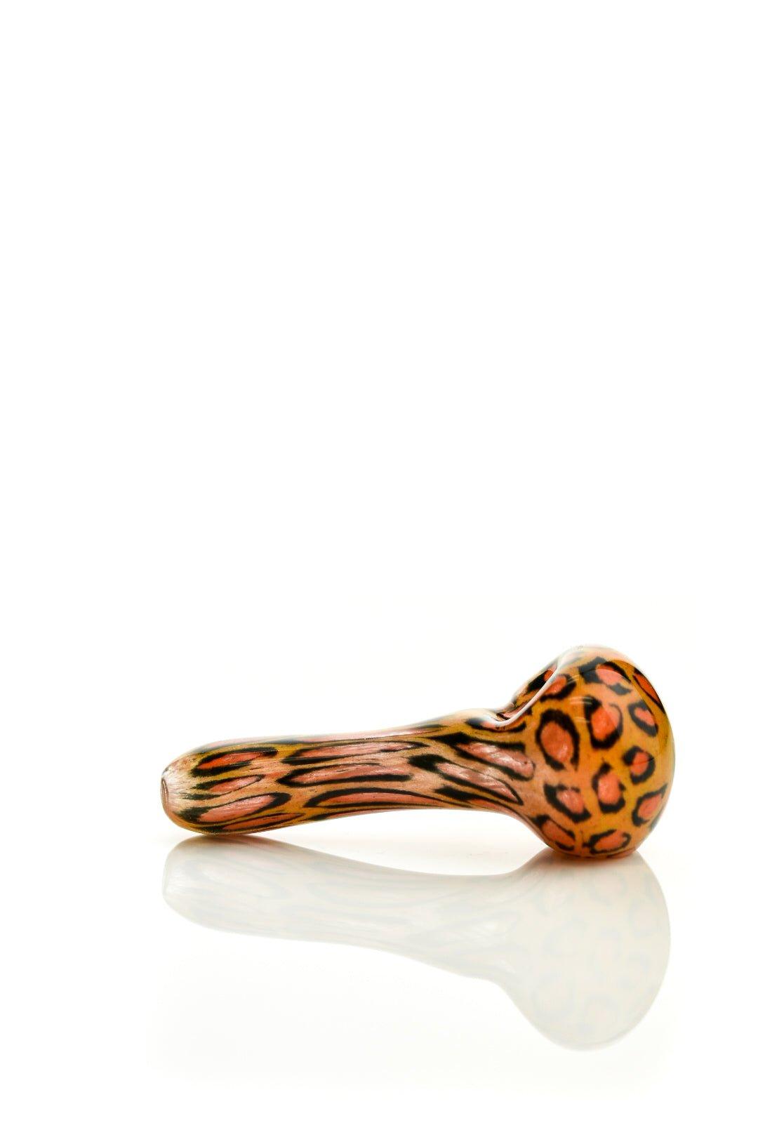 Hoffman Glass Leopard Handpipe detailed glasswork from top angle