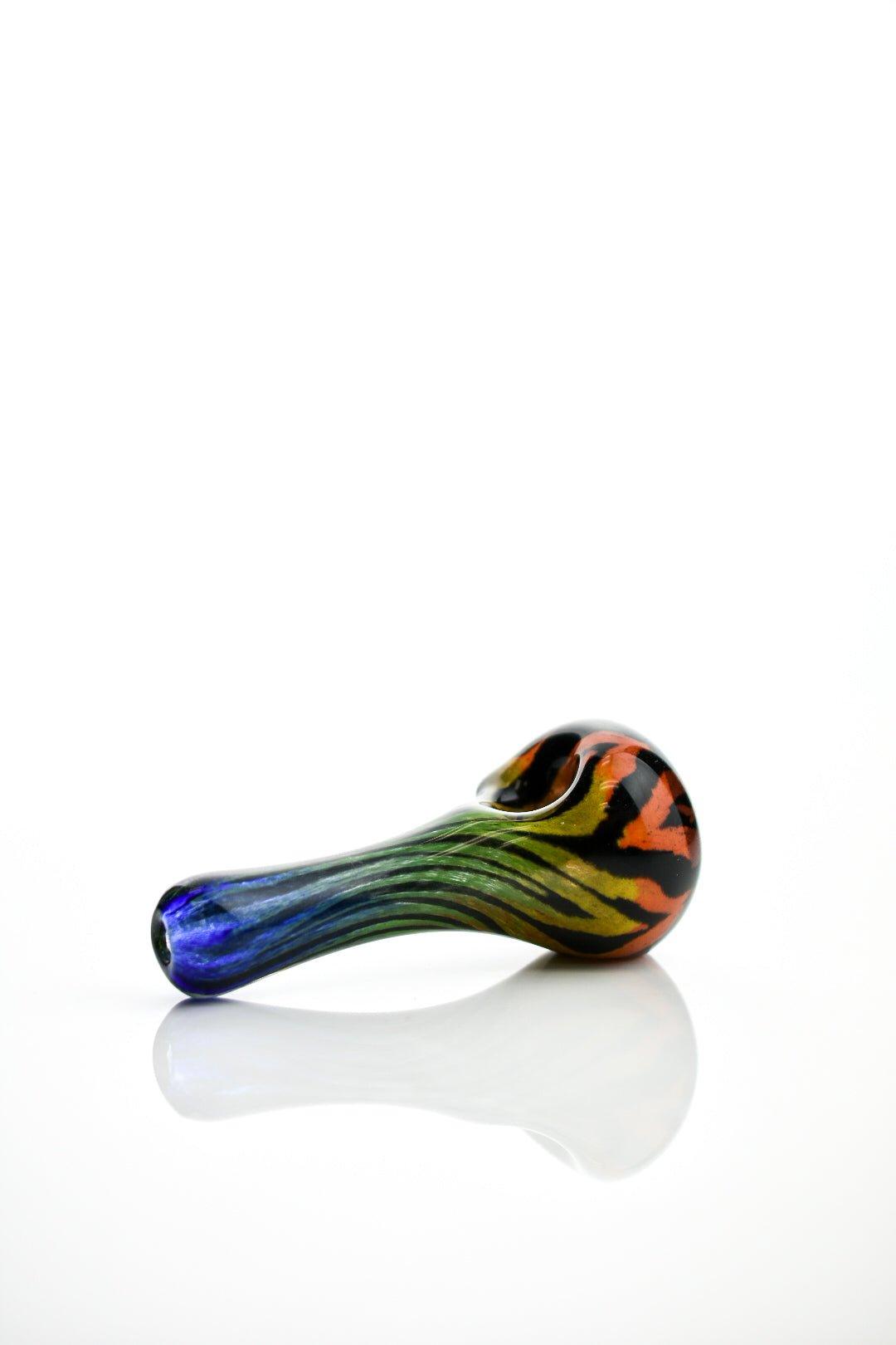 Hoffman Glass Rainbow Zebra Handpipe vibrant colors - Smoke Spot Smoke Shop