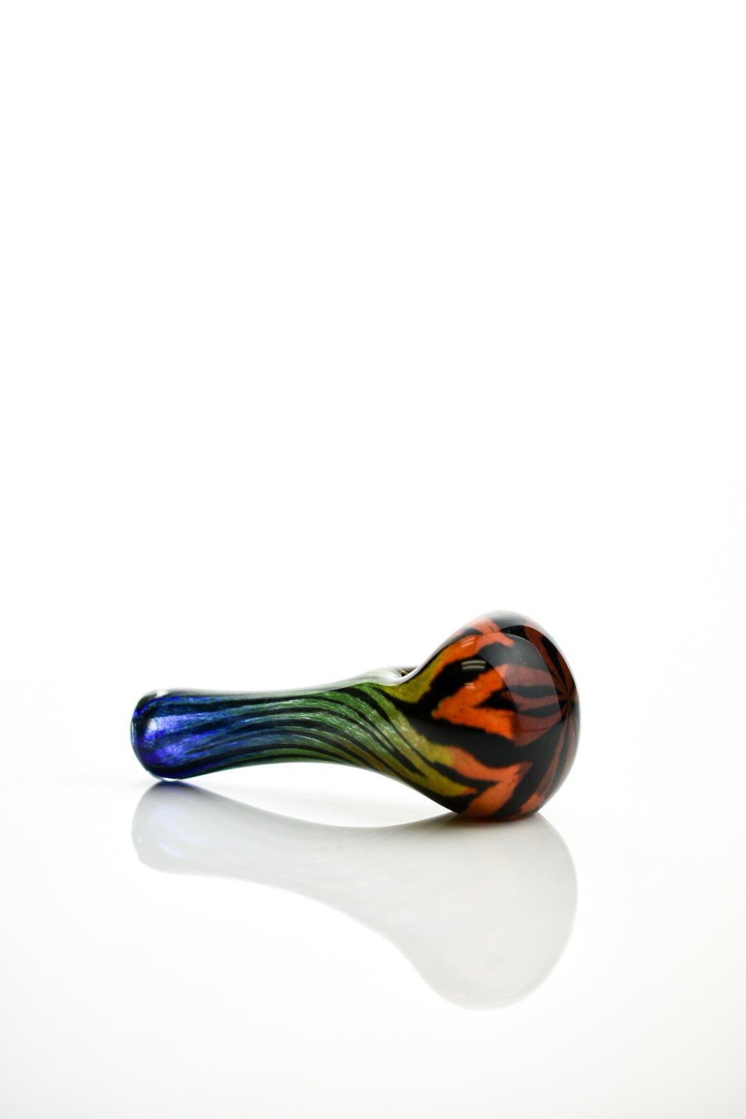 Hoffman Glass Rainbow Zebra Handpipe detailed glasswork - Smoke Spot Smoke Shop