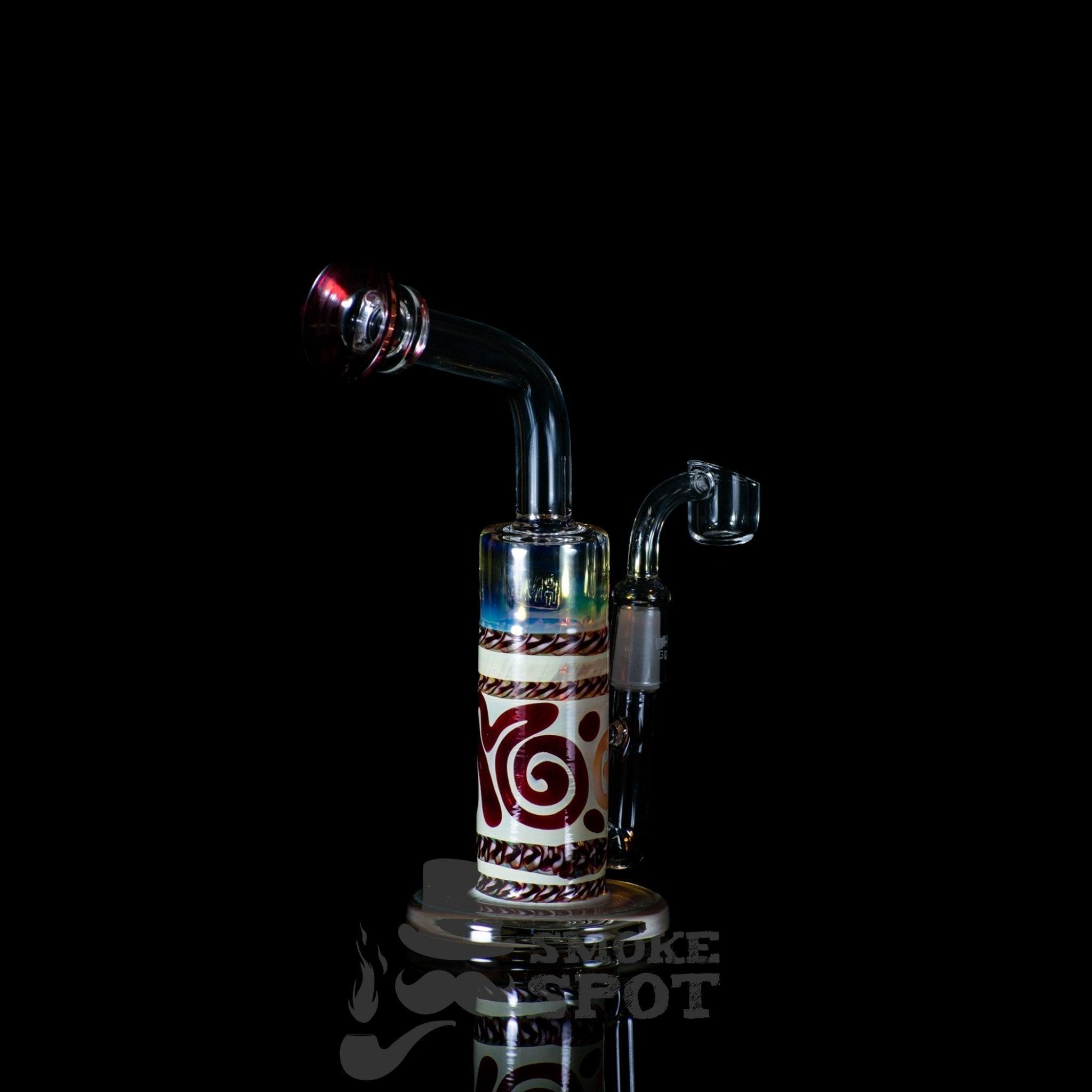 HVY Glass HBS4 cc 10in color coiled cane work , mini can direct inject bubbler - Smoke Spot Smoke Shop