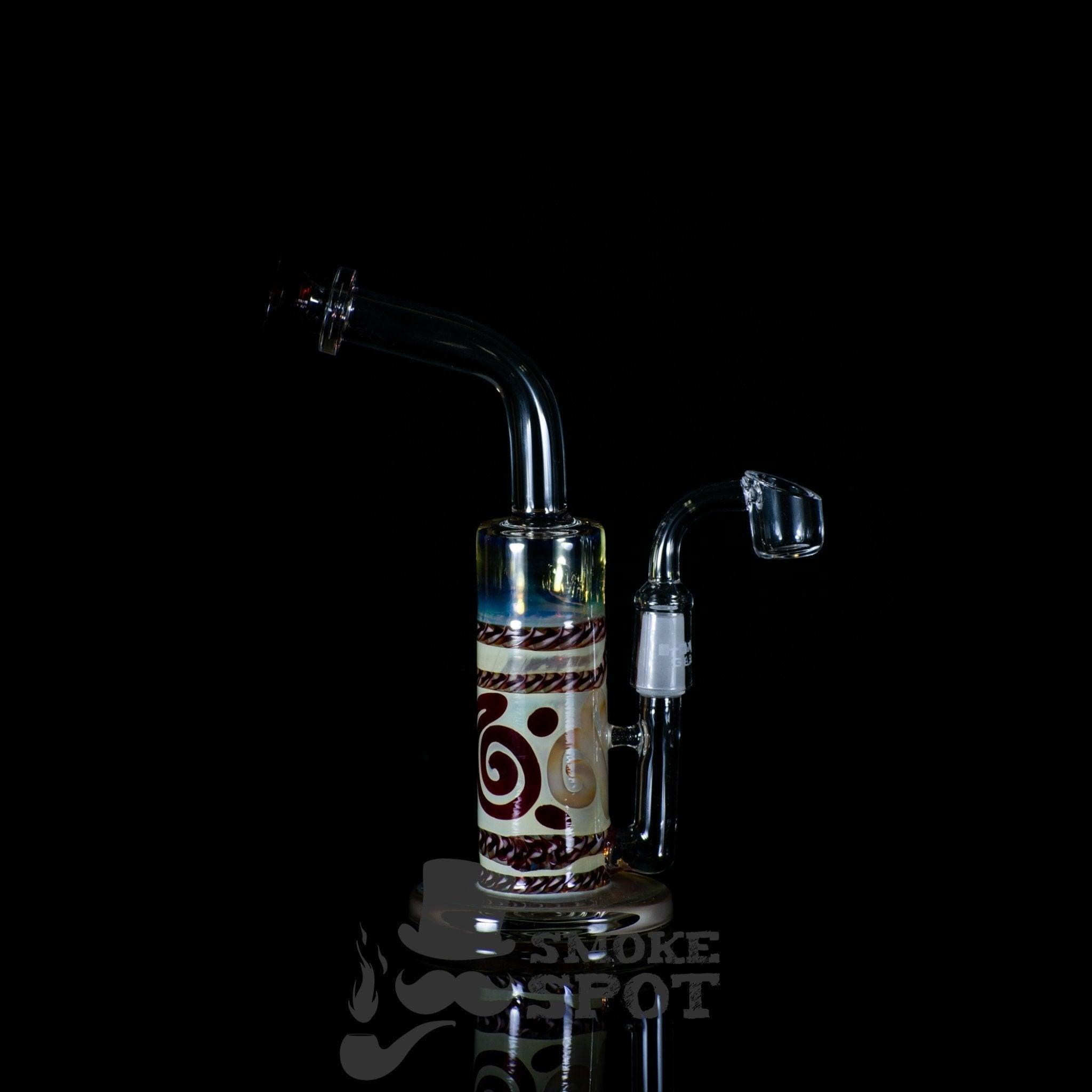 HVY Glass HBS4 cc 10in color coiled cane work , mini can direct inject bubbler - Smoke Spot Smoke Shop