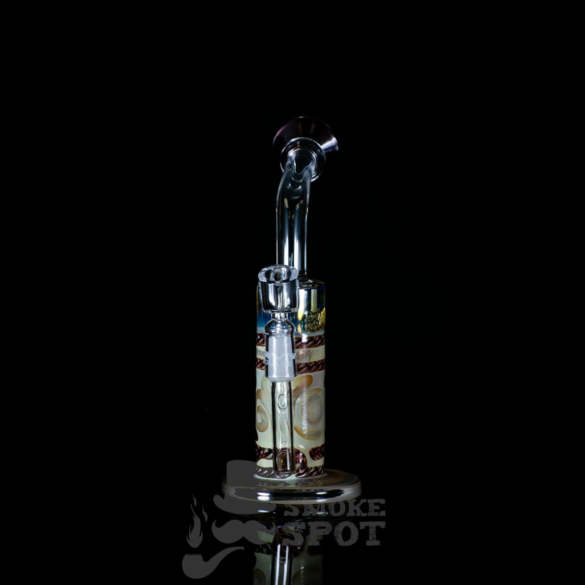 HVY Glass HBS4 cc 10in color coiled cane work , mini can direct inject bubbler - Smoke Spot Smoke Shop