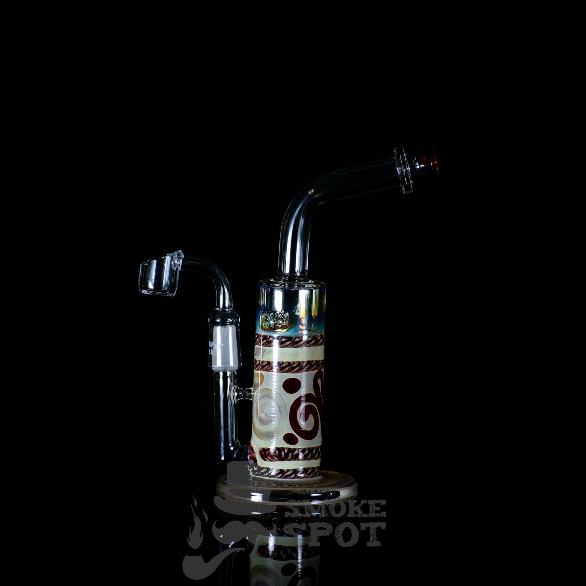 HVY Glass HBS4 cc 10in color coiled cane work , mini can direct inject bubbler - Smoke Spot Smoke Shop