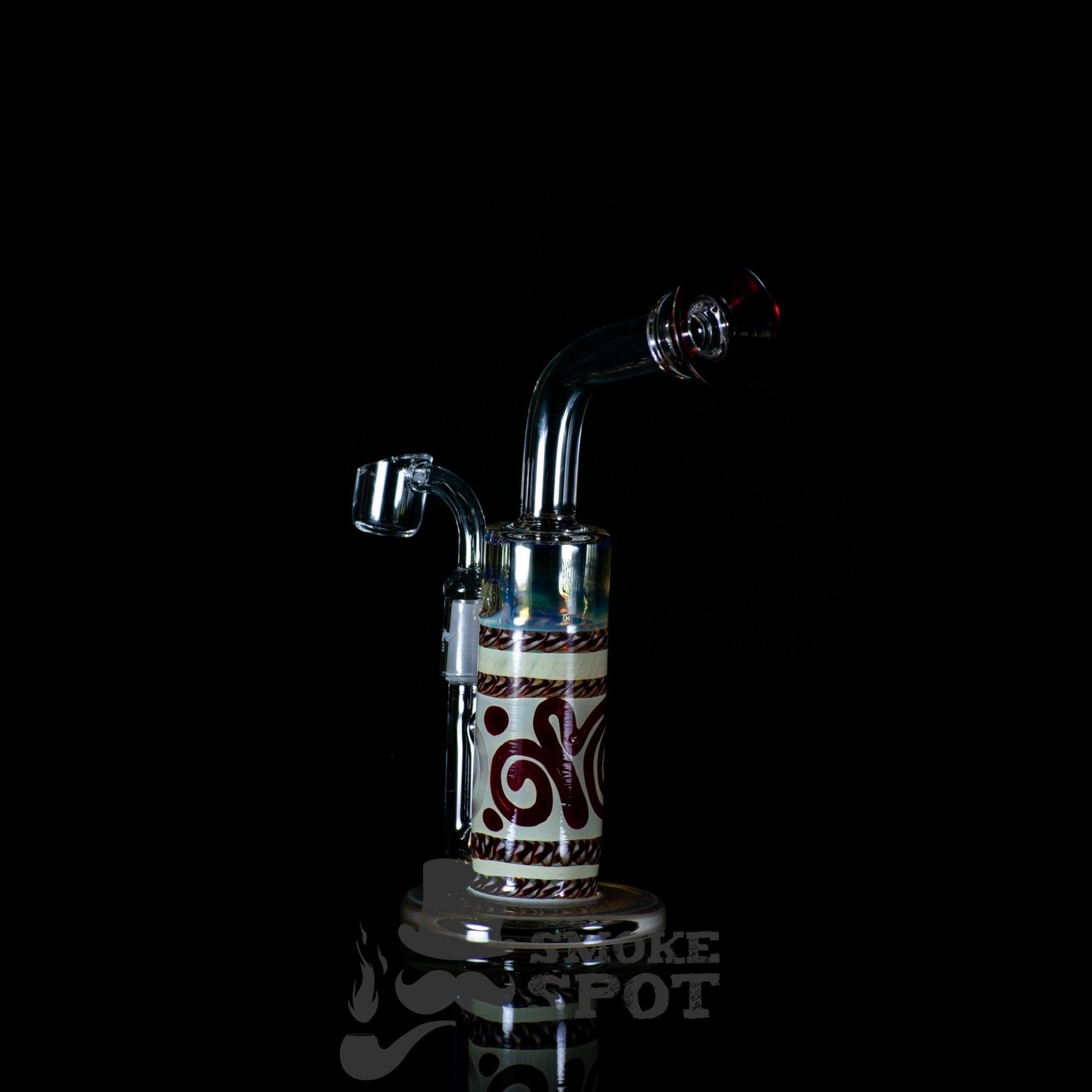 HVY Glass HBS4 cc 10in color coiled cane work , mini can direct inject bubbler - Smoke Spot Smoke Shop