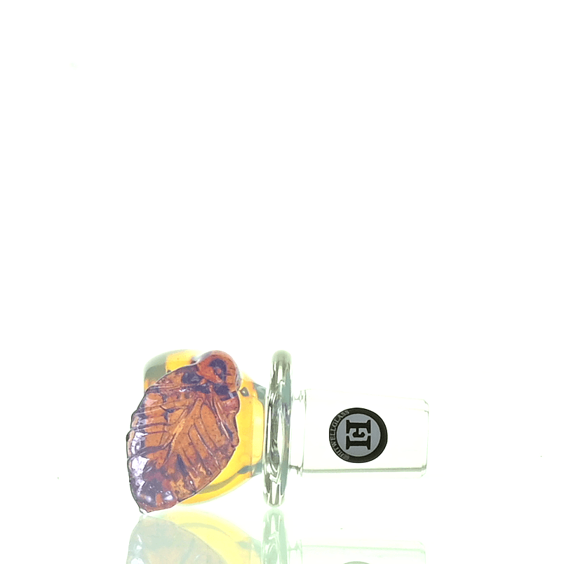 Close-up of Joe Madigan 18mm Round Bowl with Leaf Moonstone and Lollipop design details