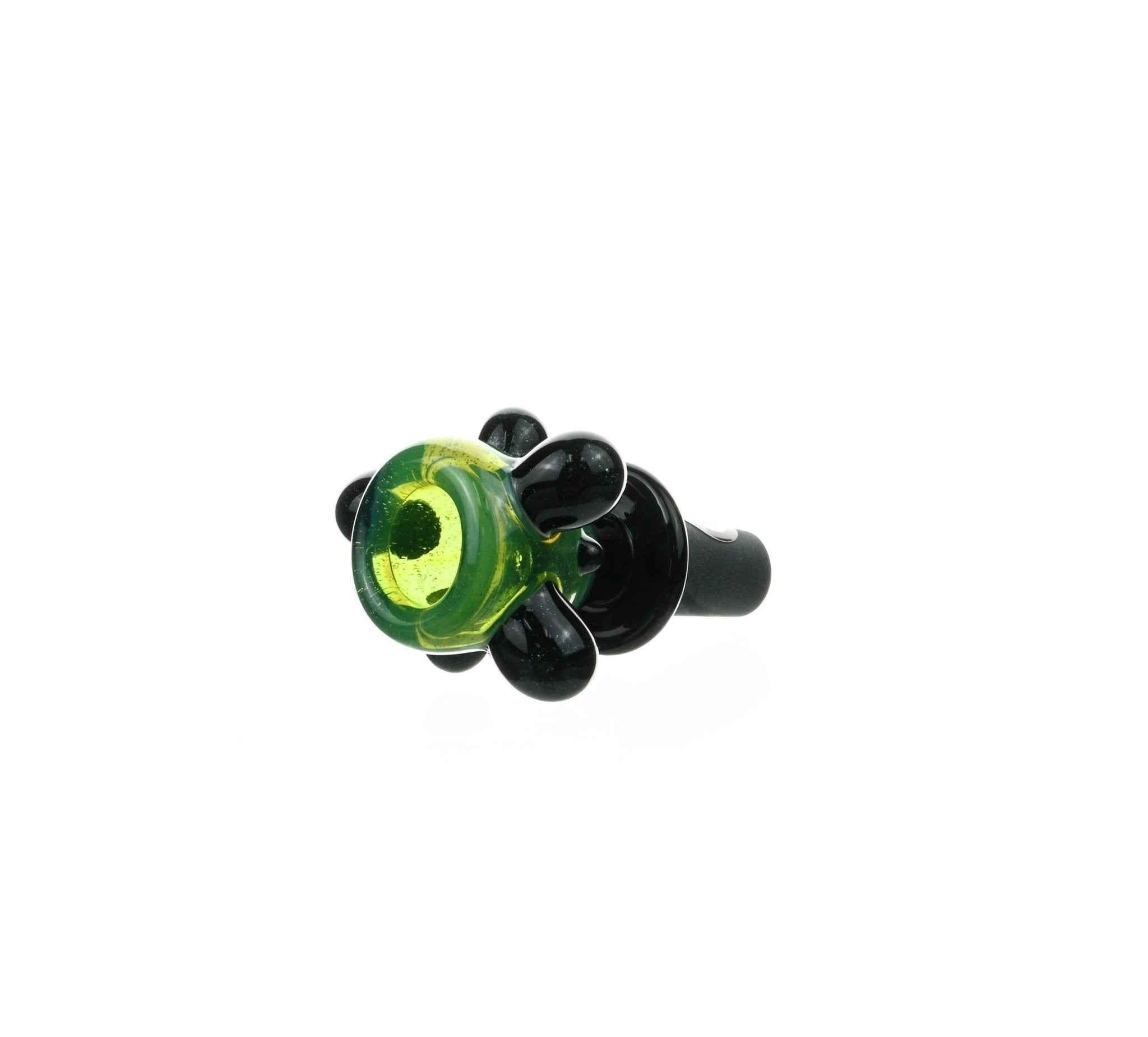 Artistic view of Joe Madigan Colored Bowl Jade Blue Dichro Dots glass accessory