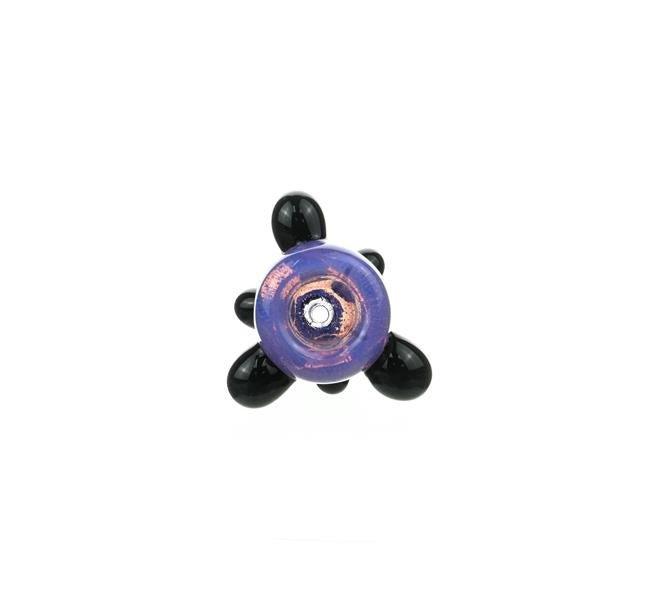 Top view of Joe Madigan Colored Bowl 14mm Purple Black Dots