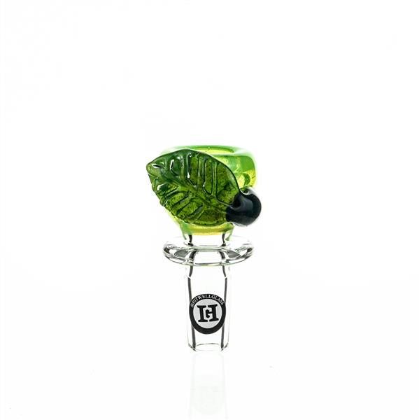 Joe Madigan Milky Green bowl Teal Blue leaf - Smoke Spot Smoke Shop